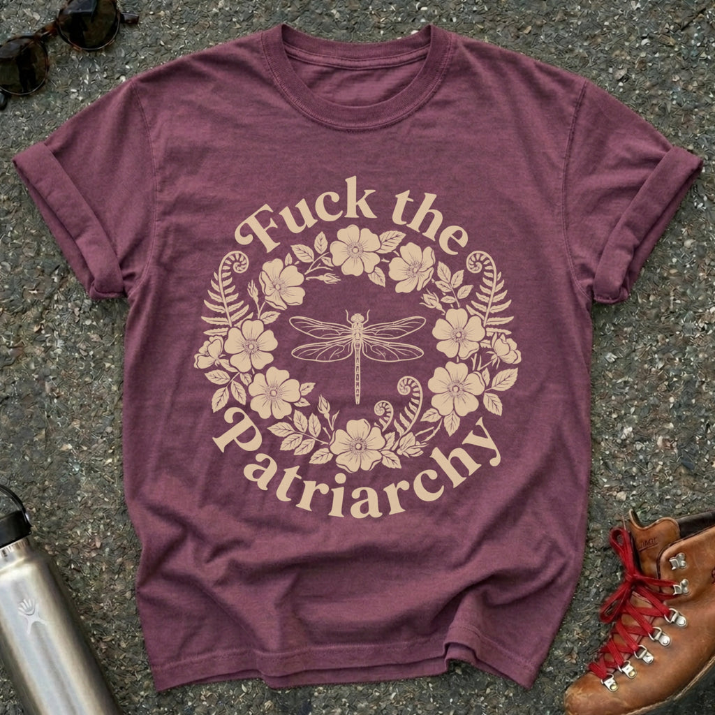 Fuck the Patriarchy Dragonfly Floral Tshirt