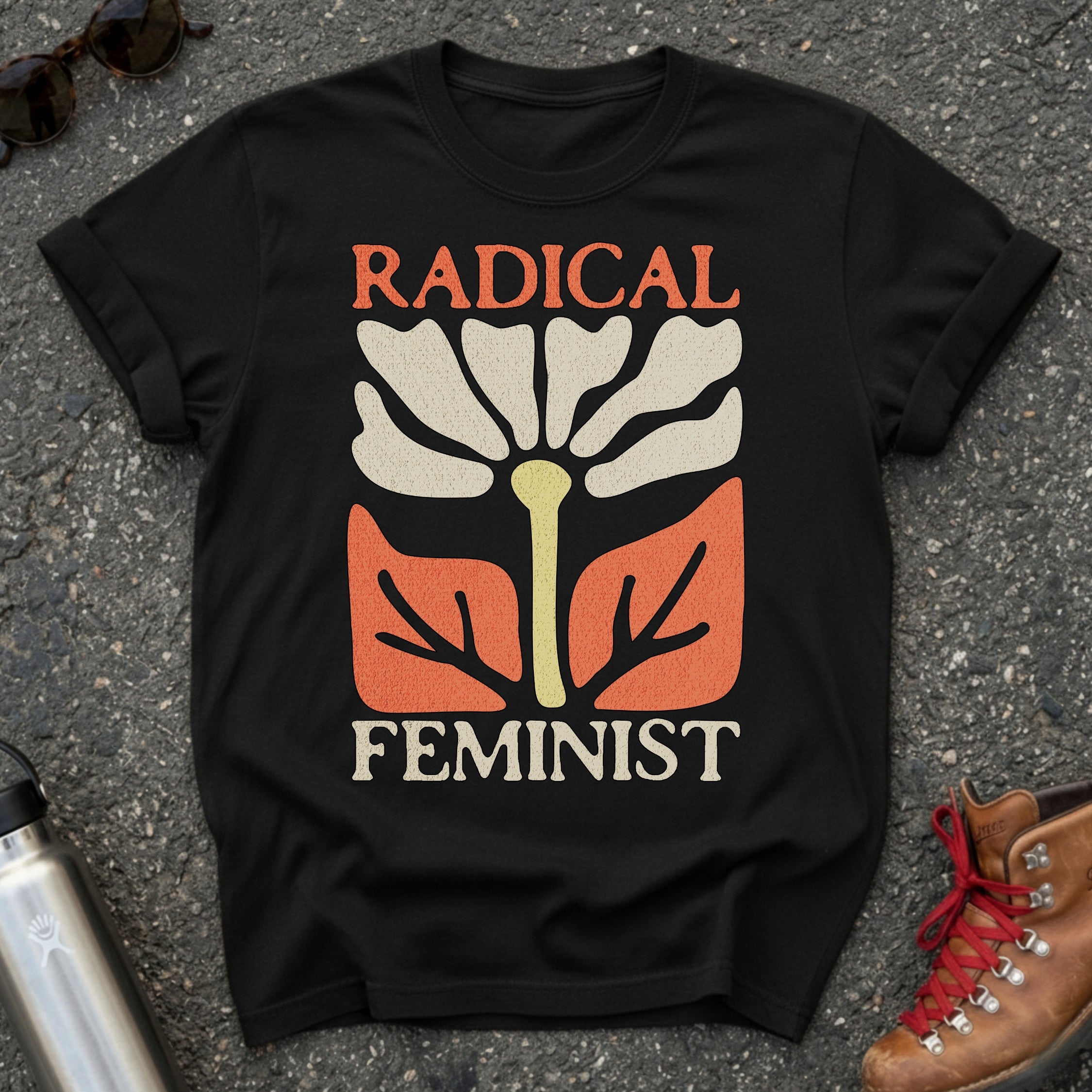 Radical Feminist Retro Floral Tshirt