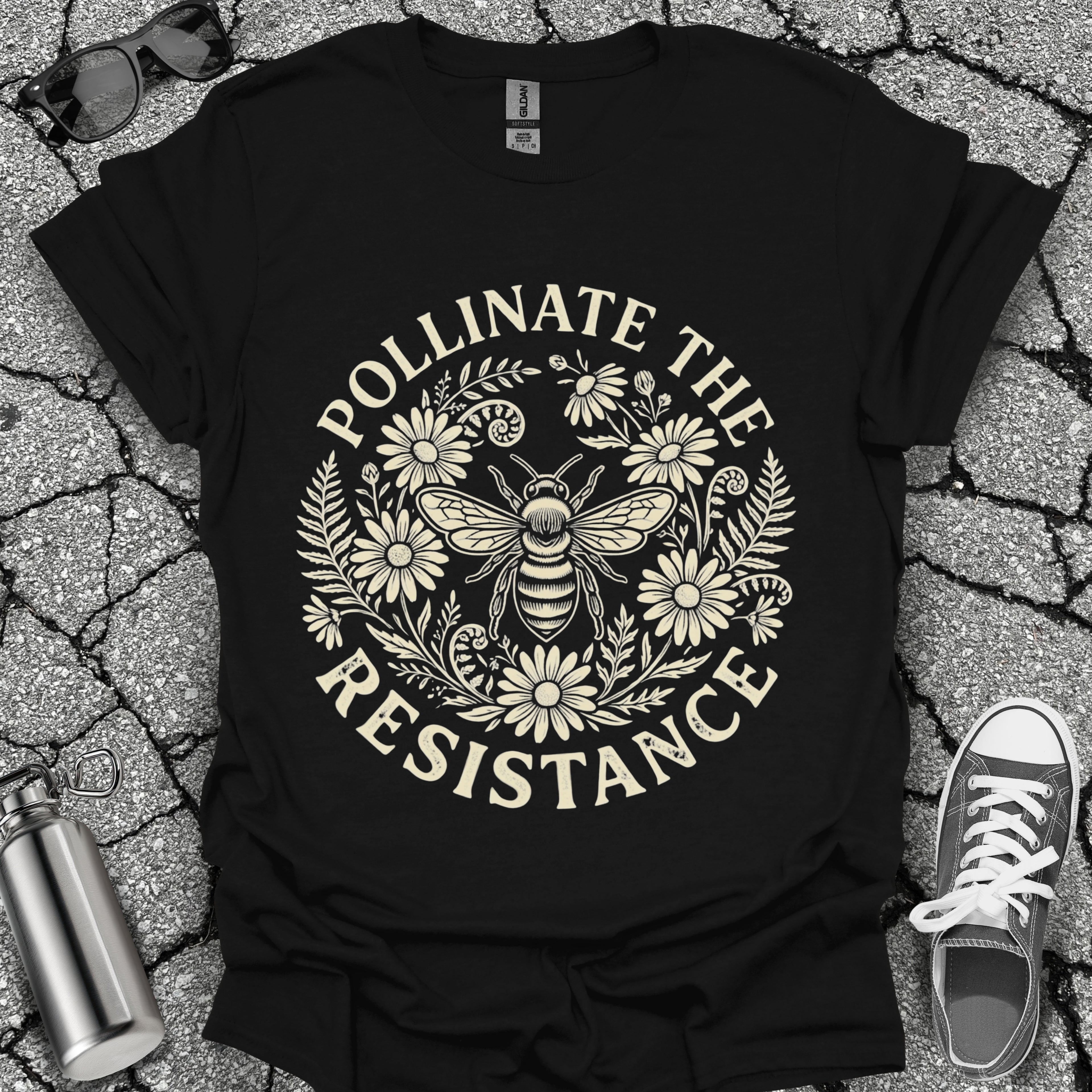 Pollinate The Resistance Bee & Wildflower Graphic T-Shirt