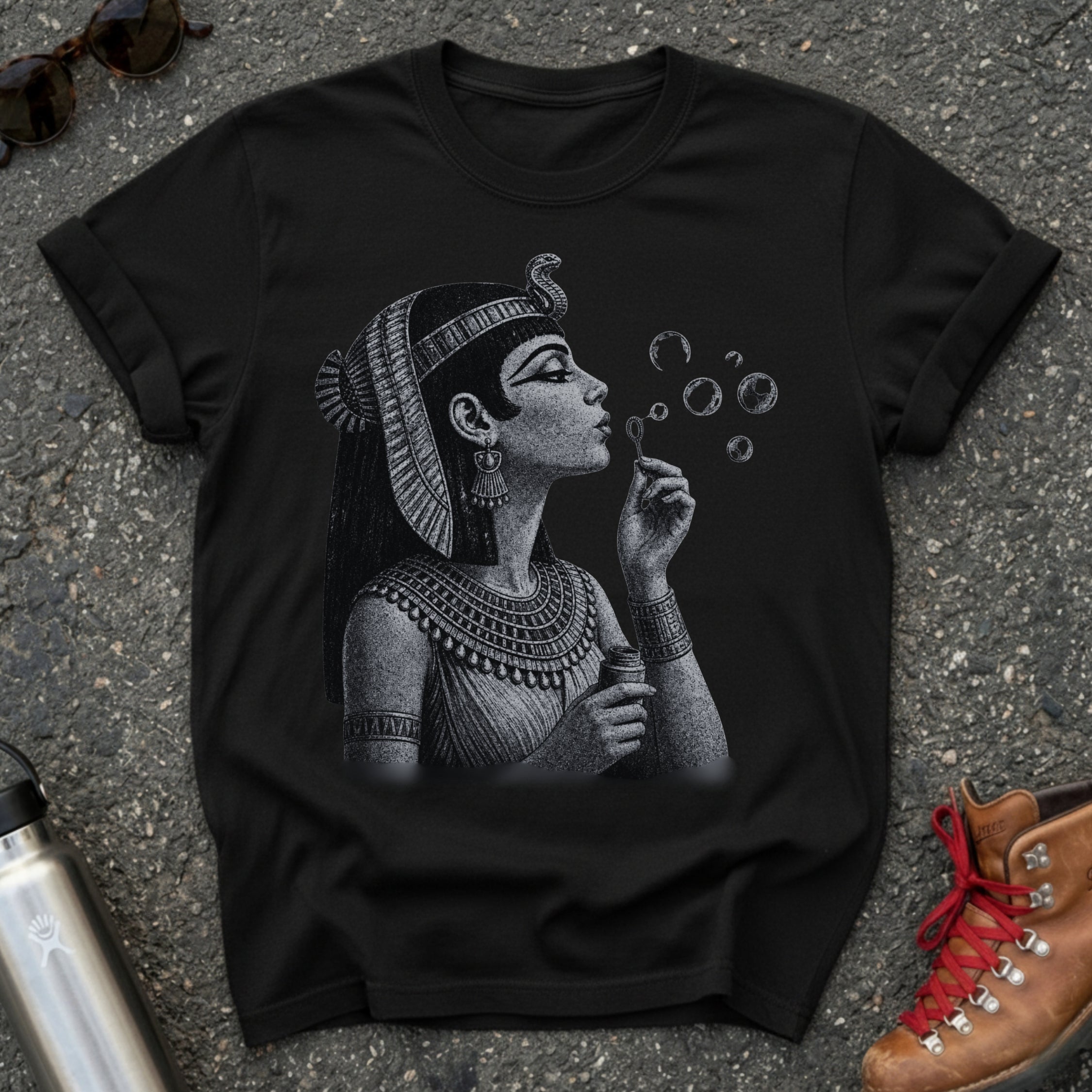 Whimsical Cleopatra Blowing Bubbles Shirt
