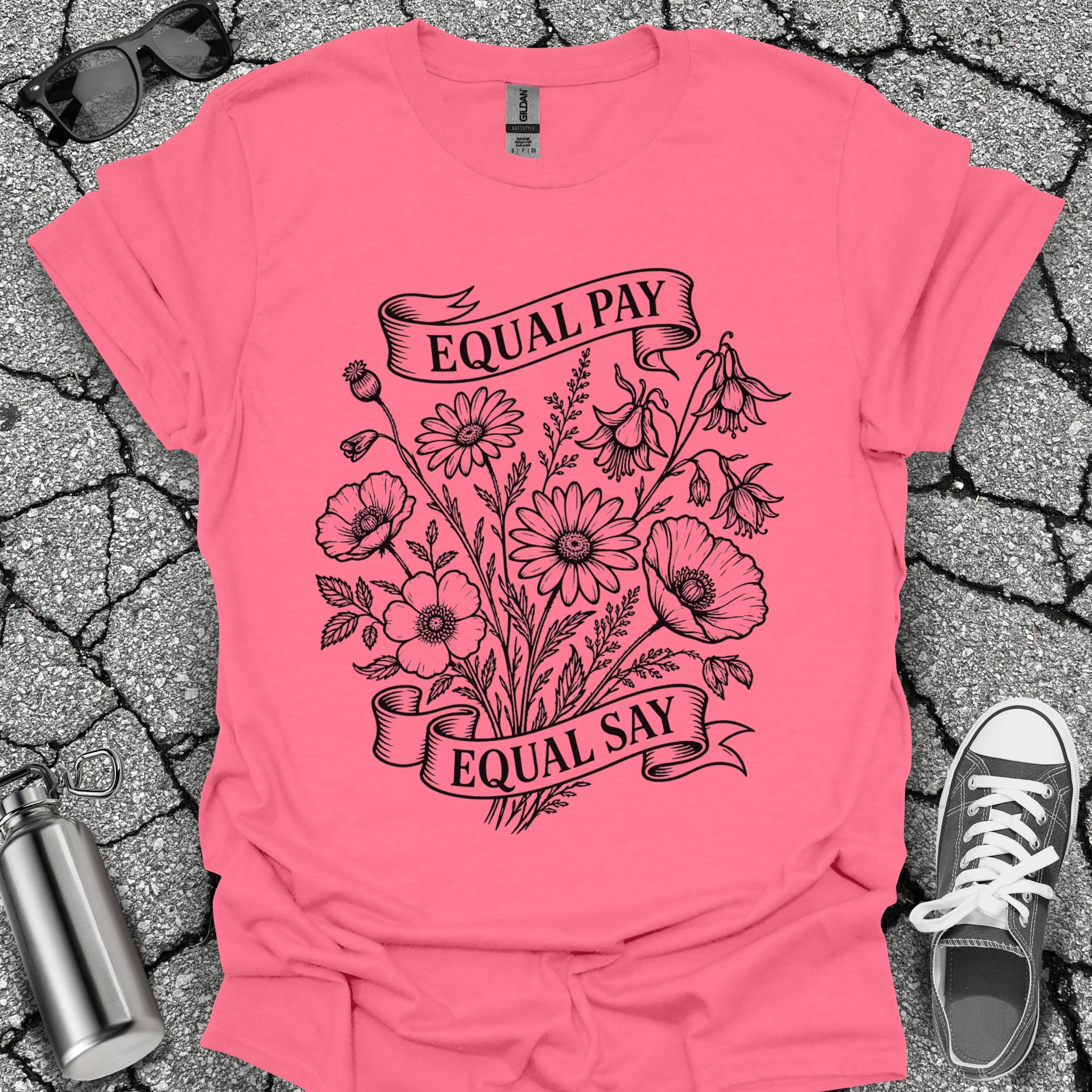 Equal Pay Say Feminist Wildflower Tshirt