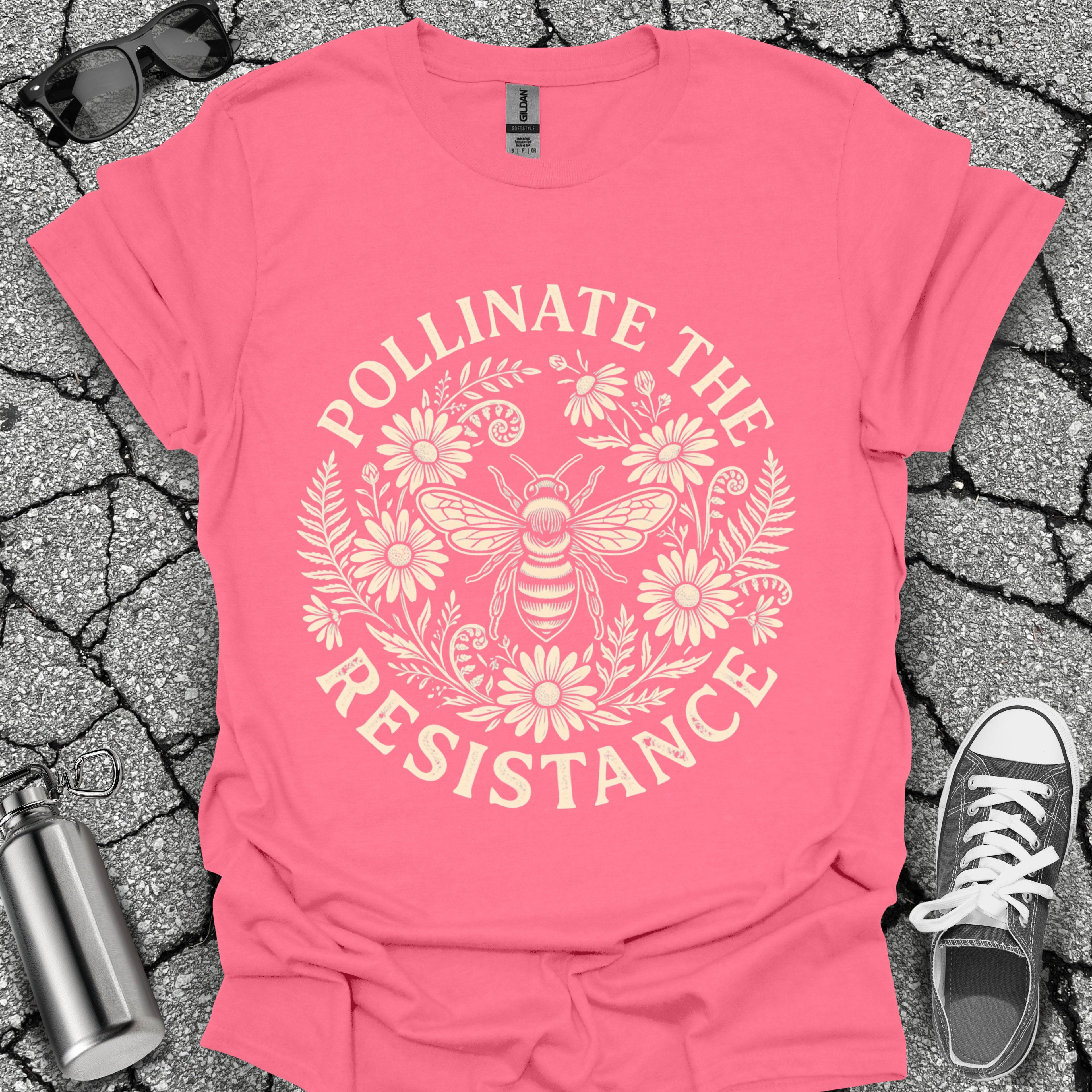 Pollinate The Resistance Bee & Wildflower Graphic T-Shirt