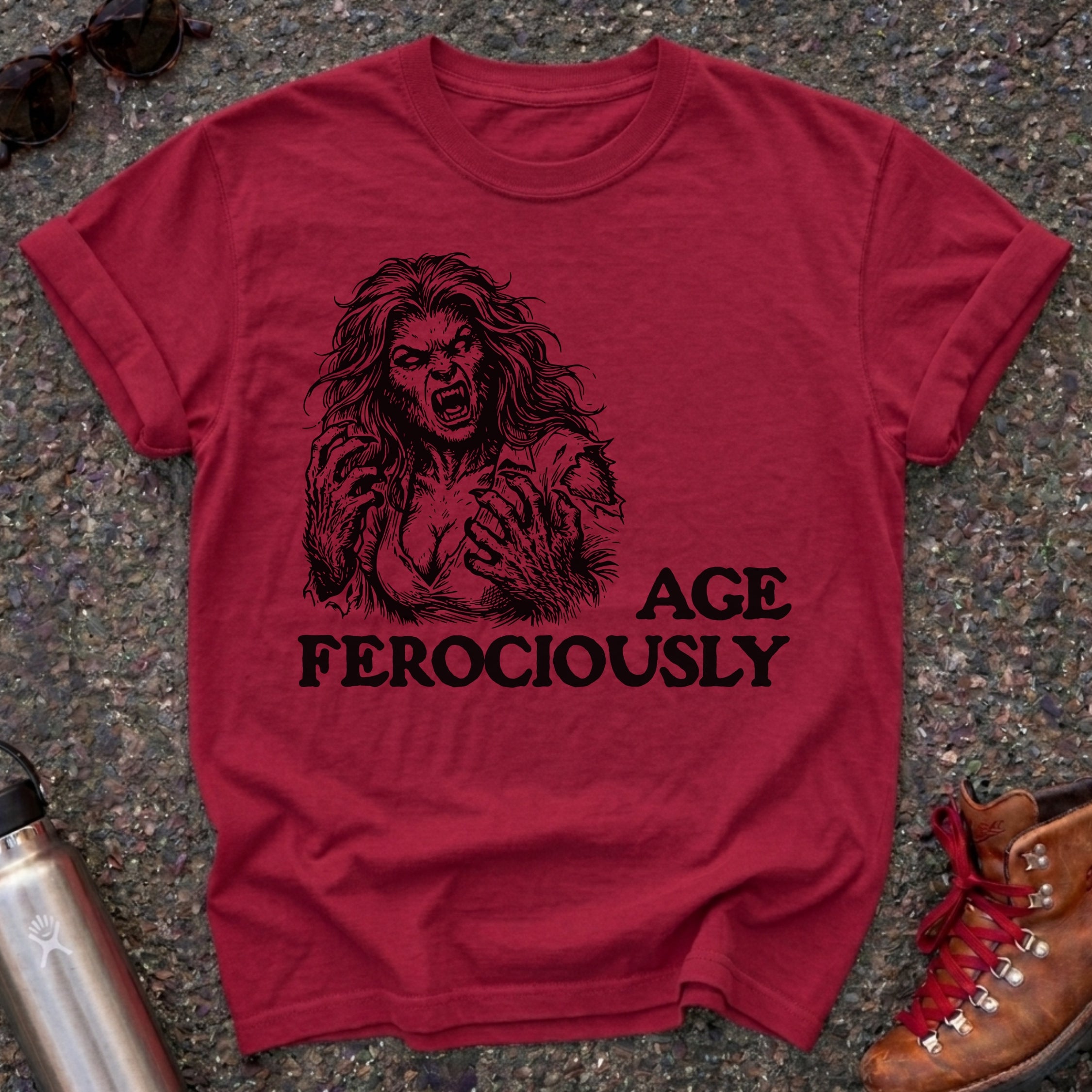 Funny Werewolf Menopause Feminist Tshirt