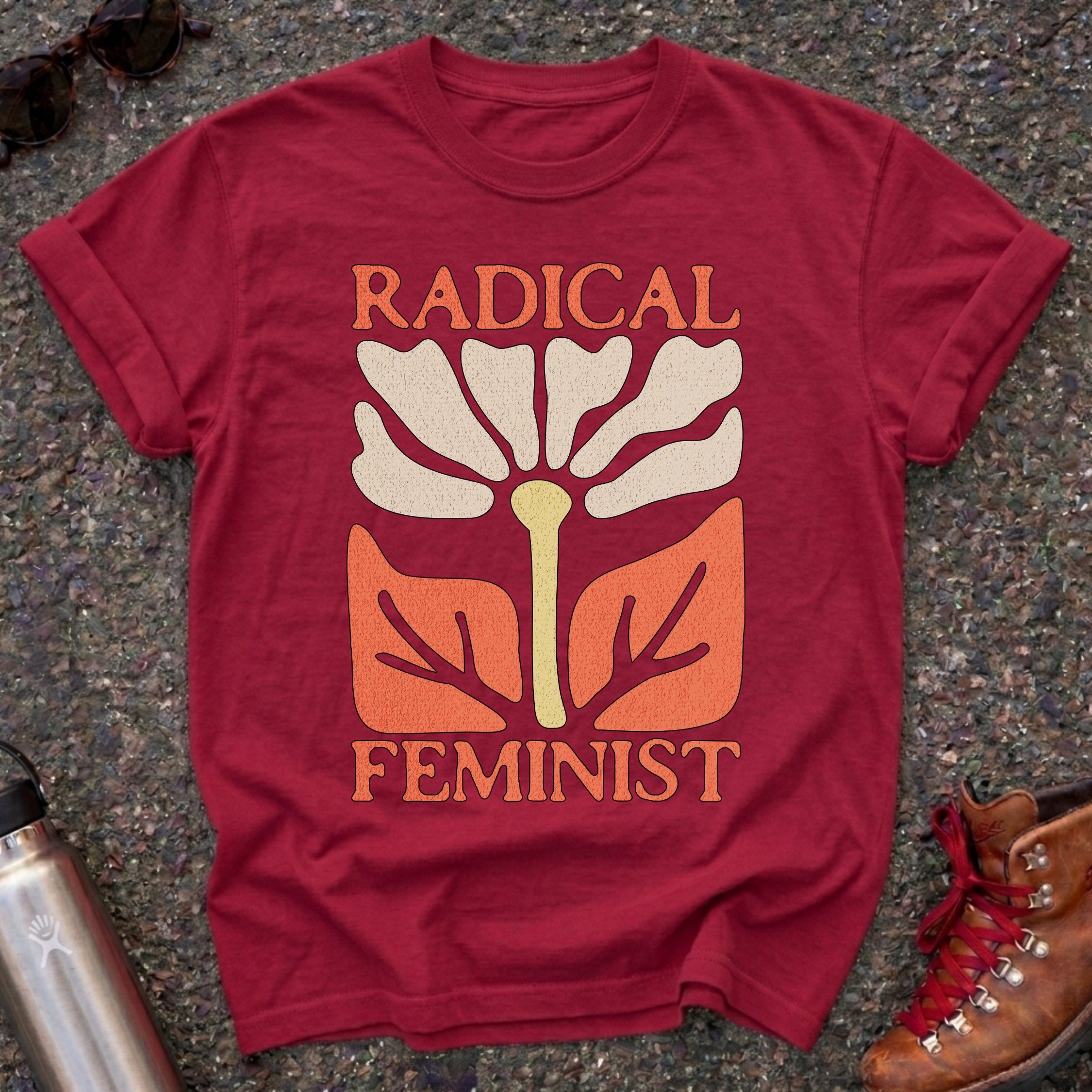 Radical Feminist Retro Floral Tshirt