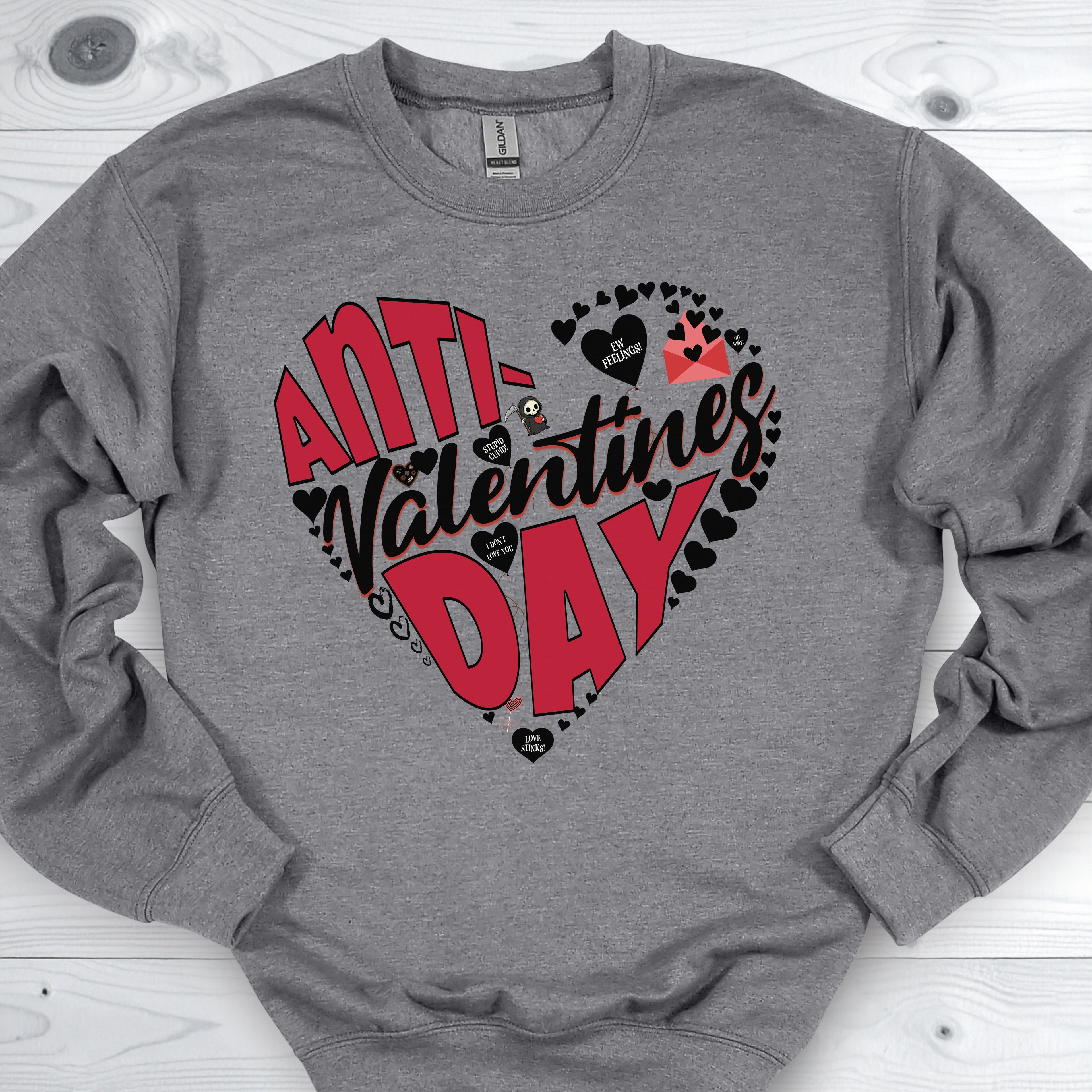 Anti Valentines Day Black Heart Sweatshirt