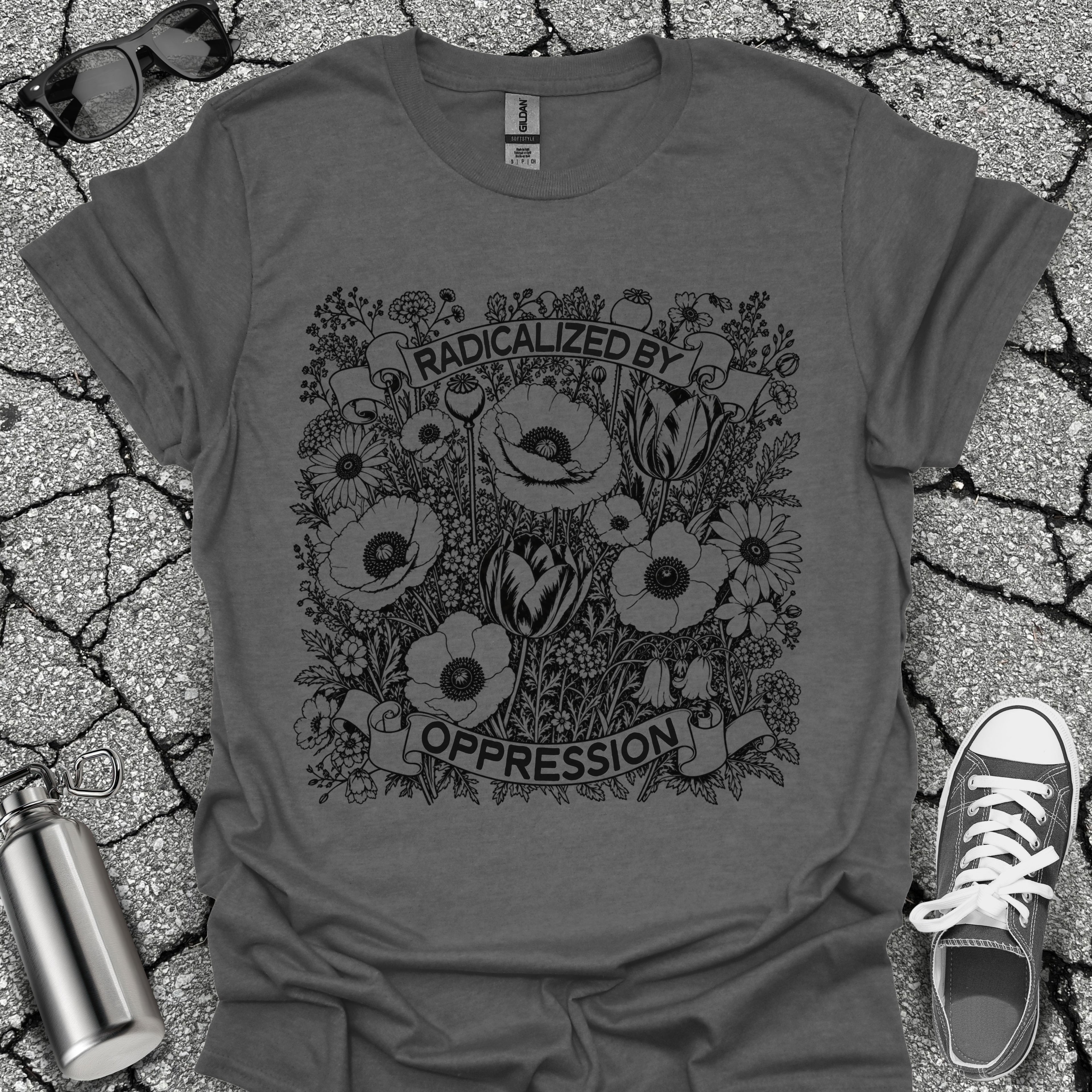 Radicalized by Oppression Floral Graphic Tee