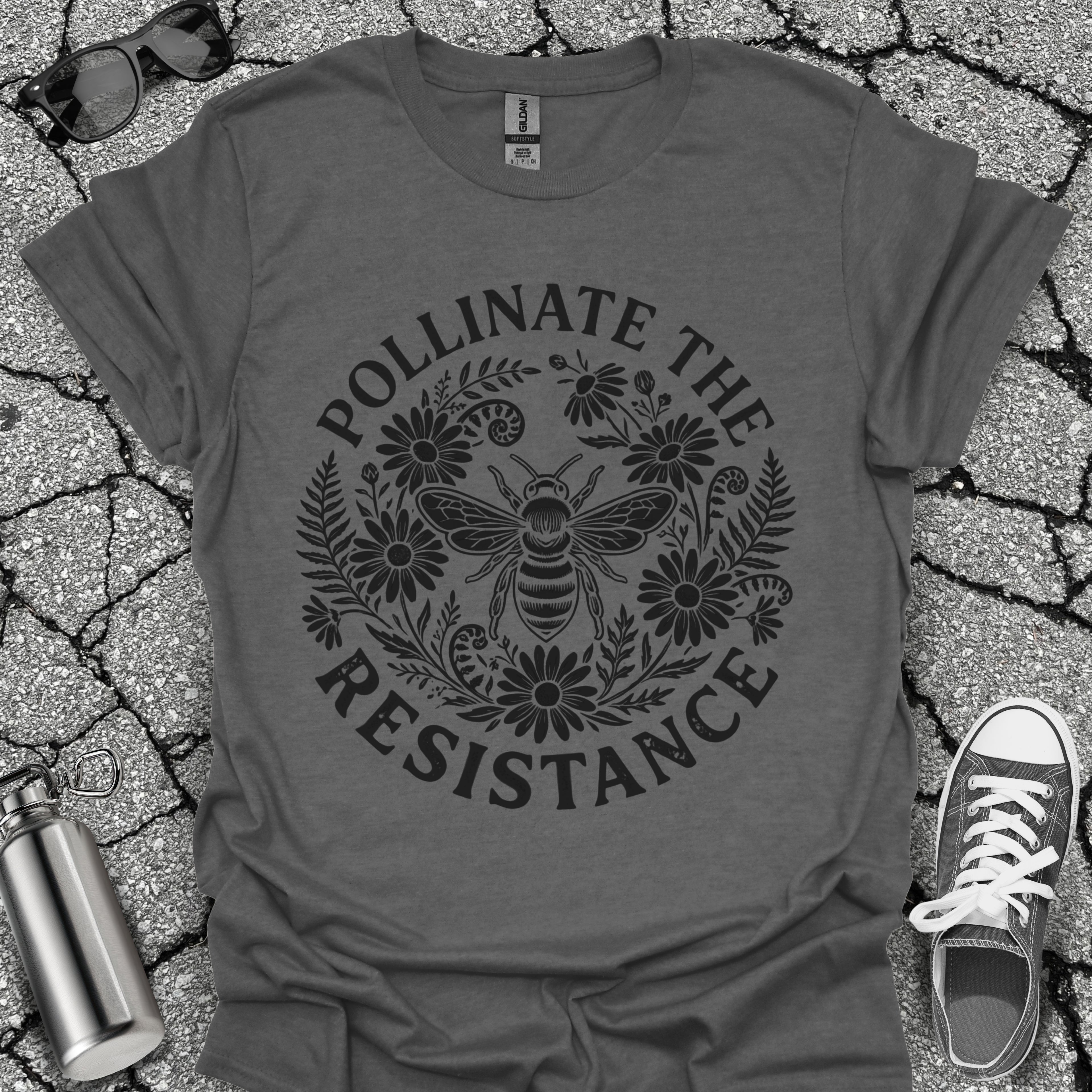 Pollinate The Resistance Bee & Wildflower Graphic T-Shirt