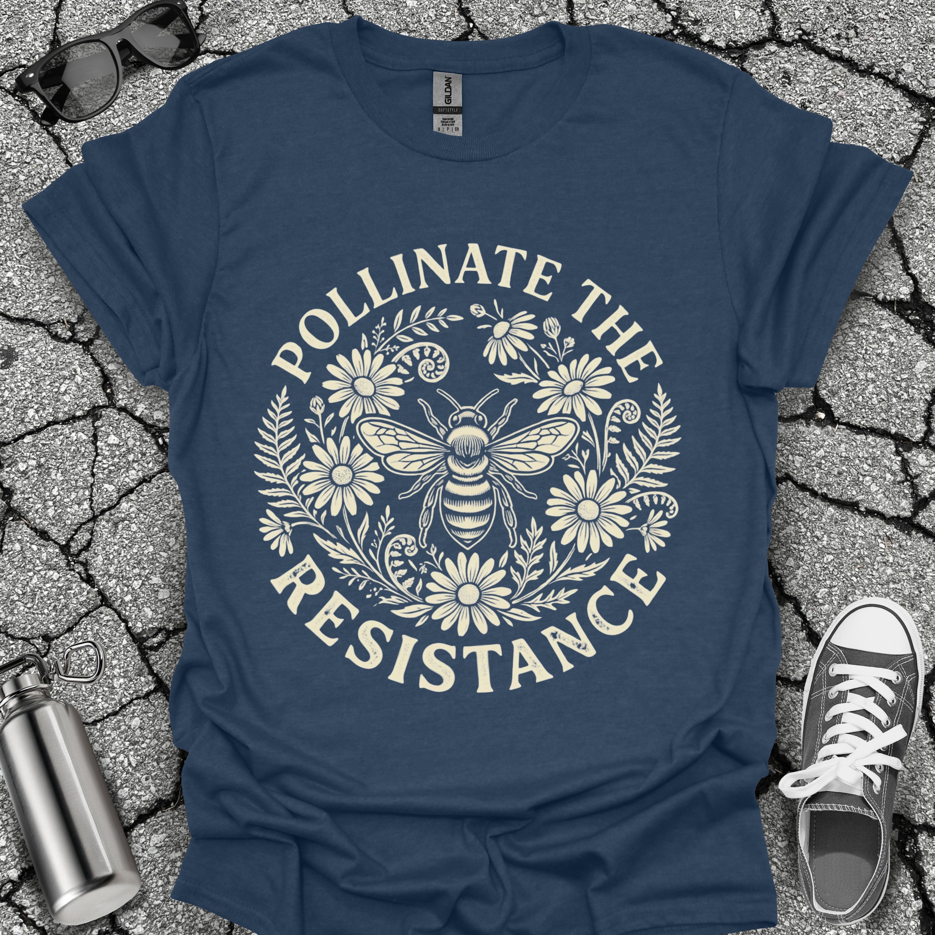 Pollinate The Resistance Bee & Wildflower Graphic T-Shirt