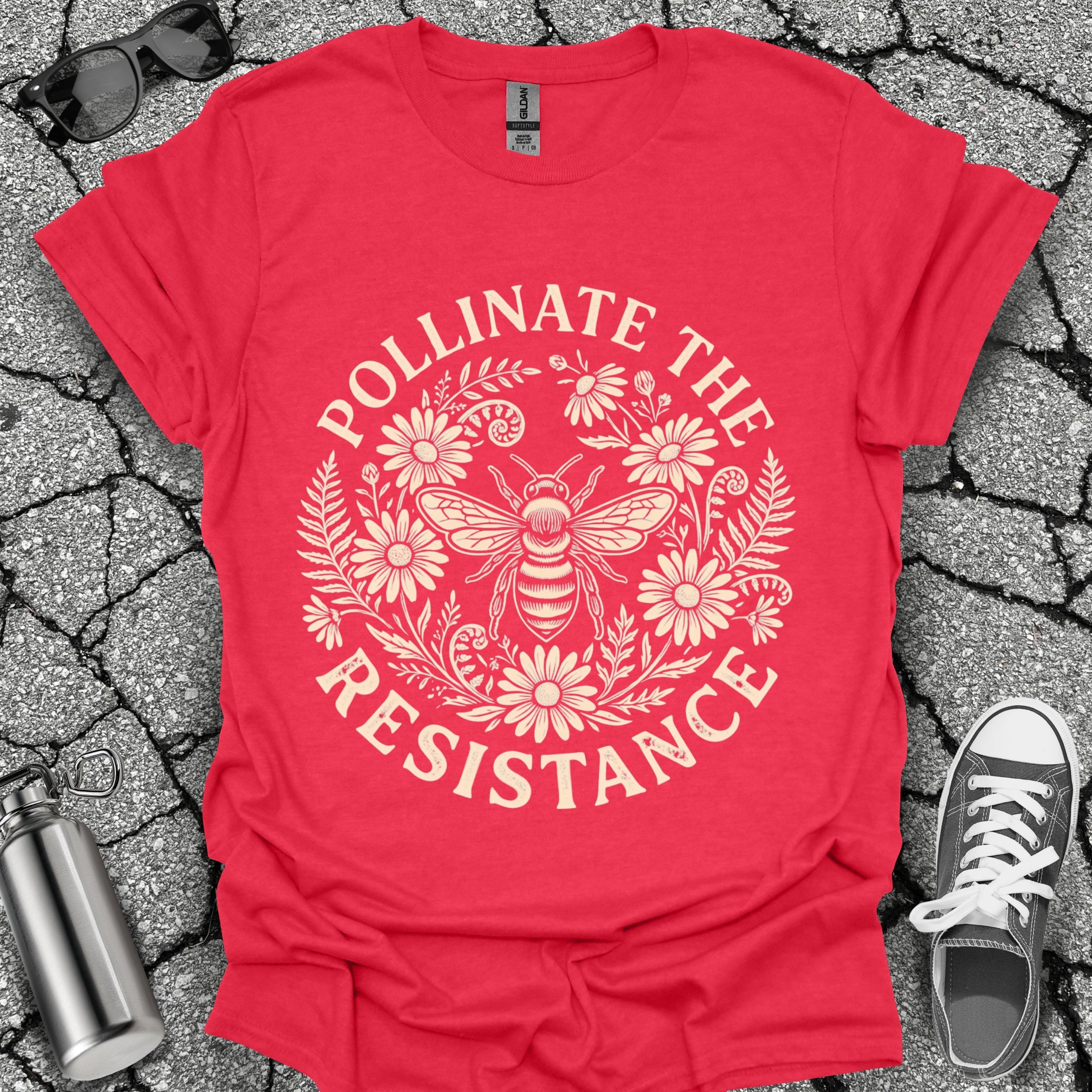 Pollinate The Resistance Bee & Wildflower Graphic T-Shirt