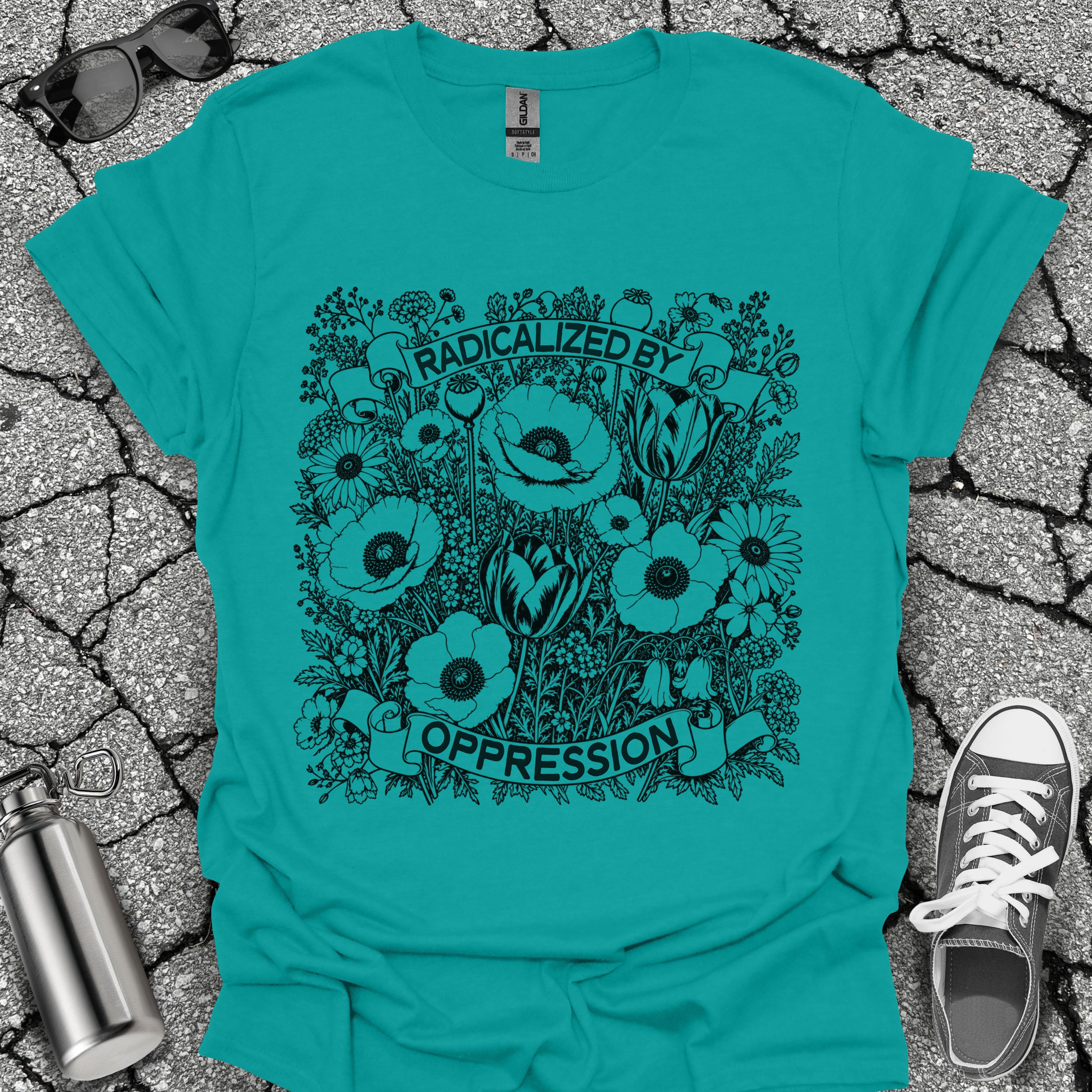 Radicalized by Oppression Floral Graphic Tee