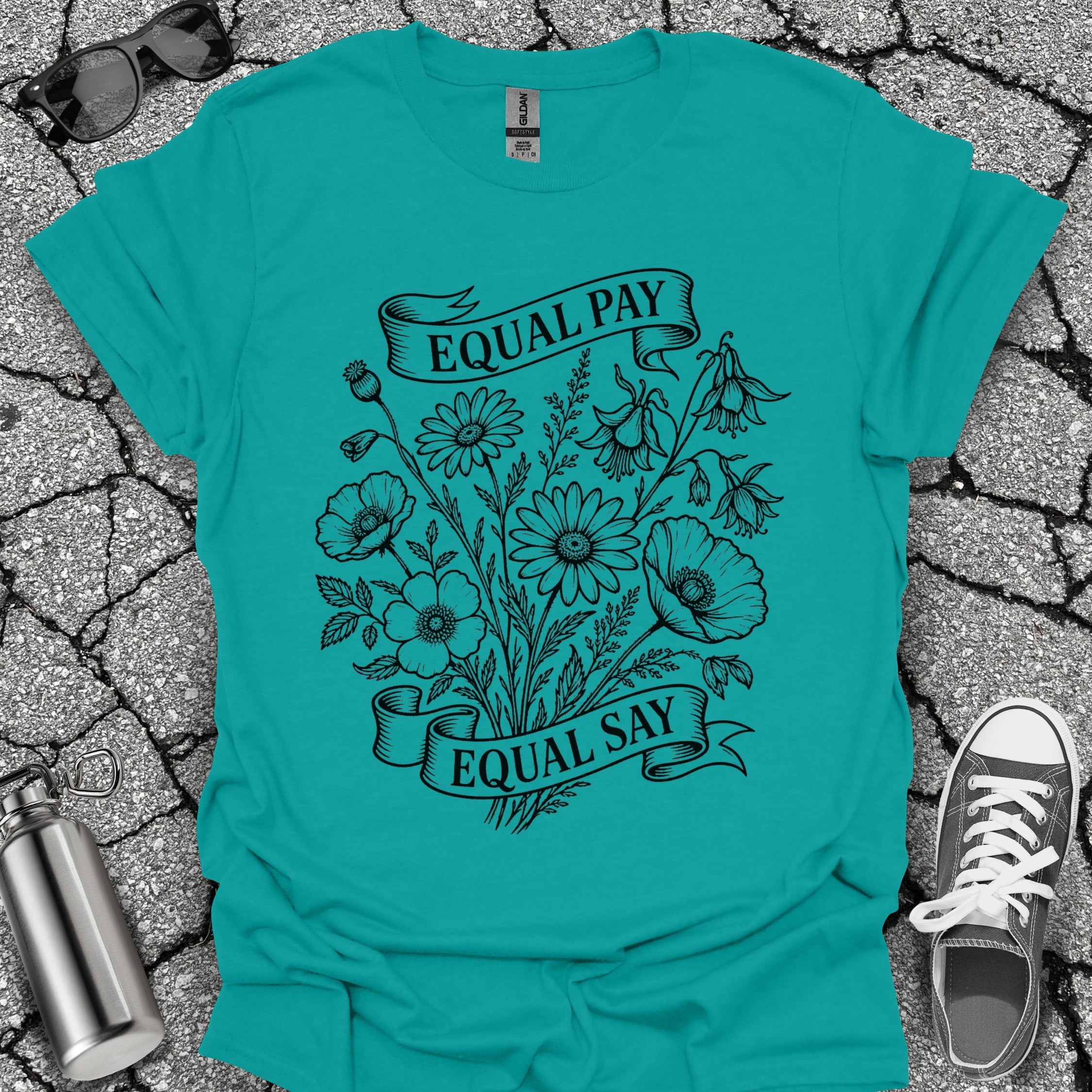 Equal Pay Say Feminist Wildflower Tshirt