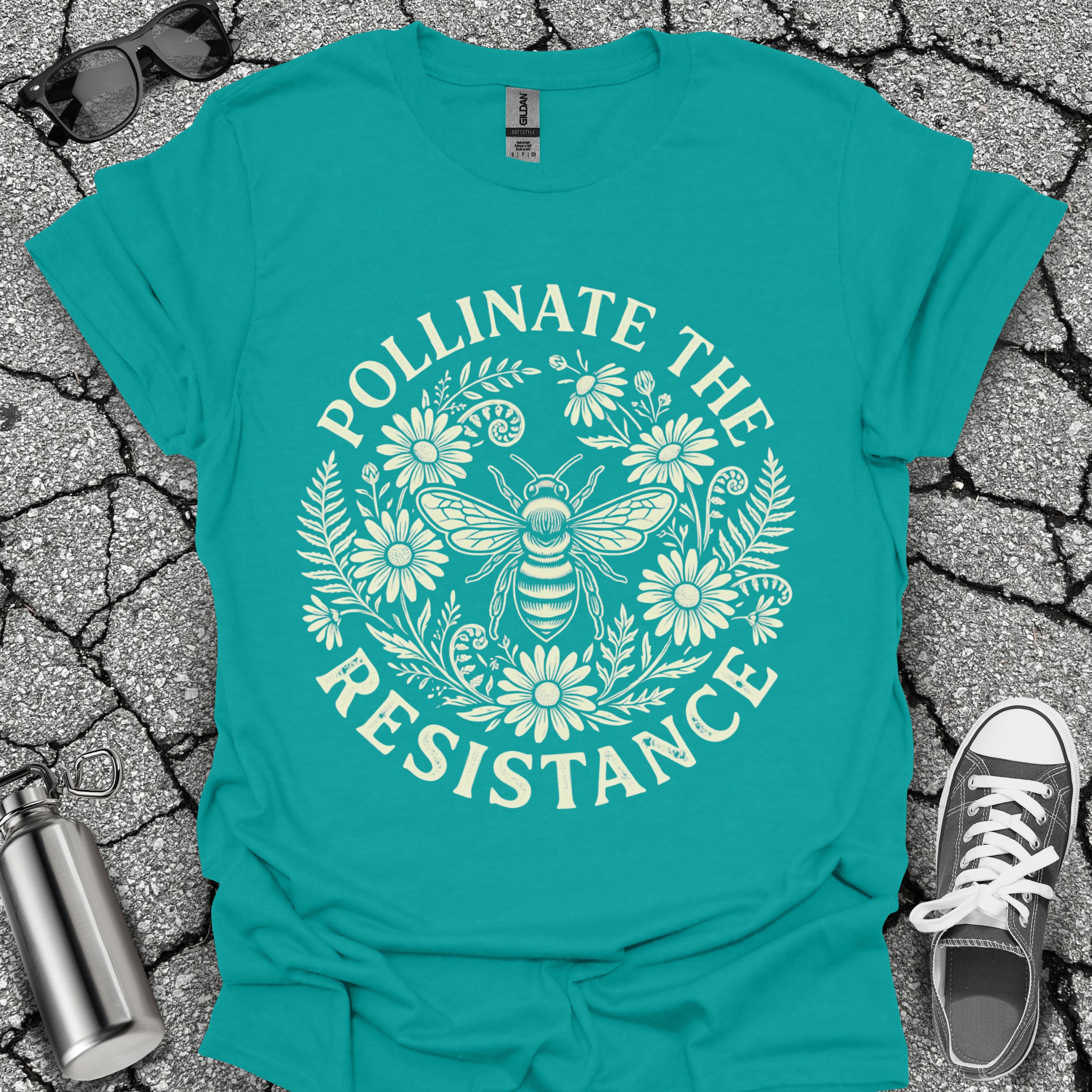 Pollinate The Resistance Bee & Wildflower Graphic T-Shirt