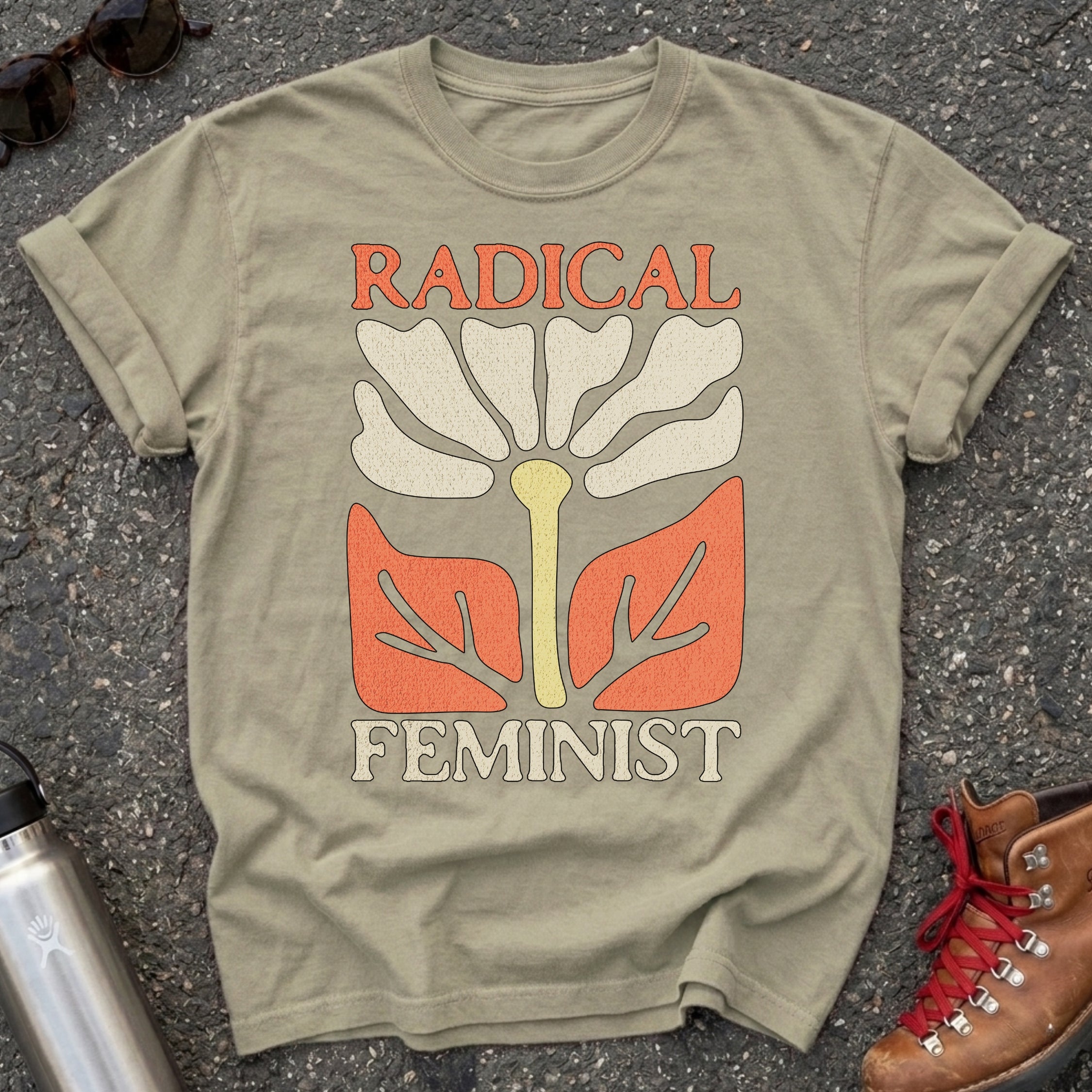 Radical Feminist Retro Floral Tshirt