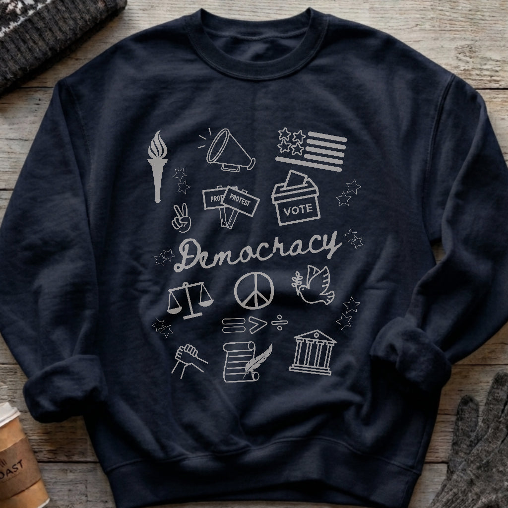 Democracy Bootleg Collage Sweatshirt - Political Protest Activist Crewneck