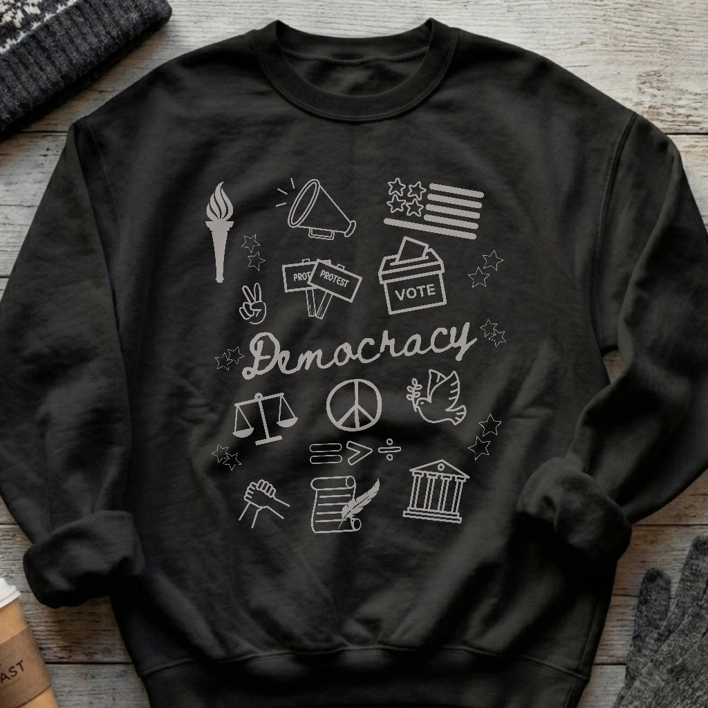 Democracy Bootleg Collage Sweatshirt - Political Protest Activist Crewneck