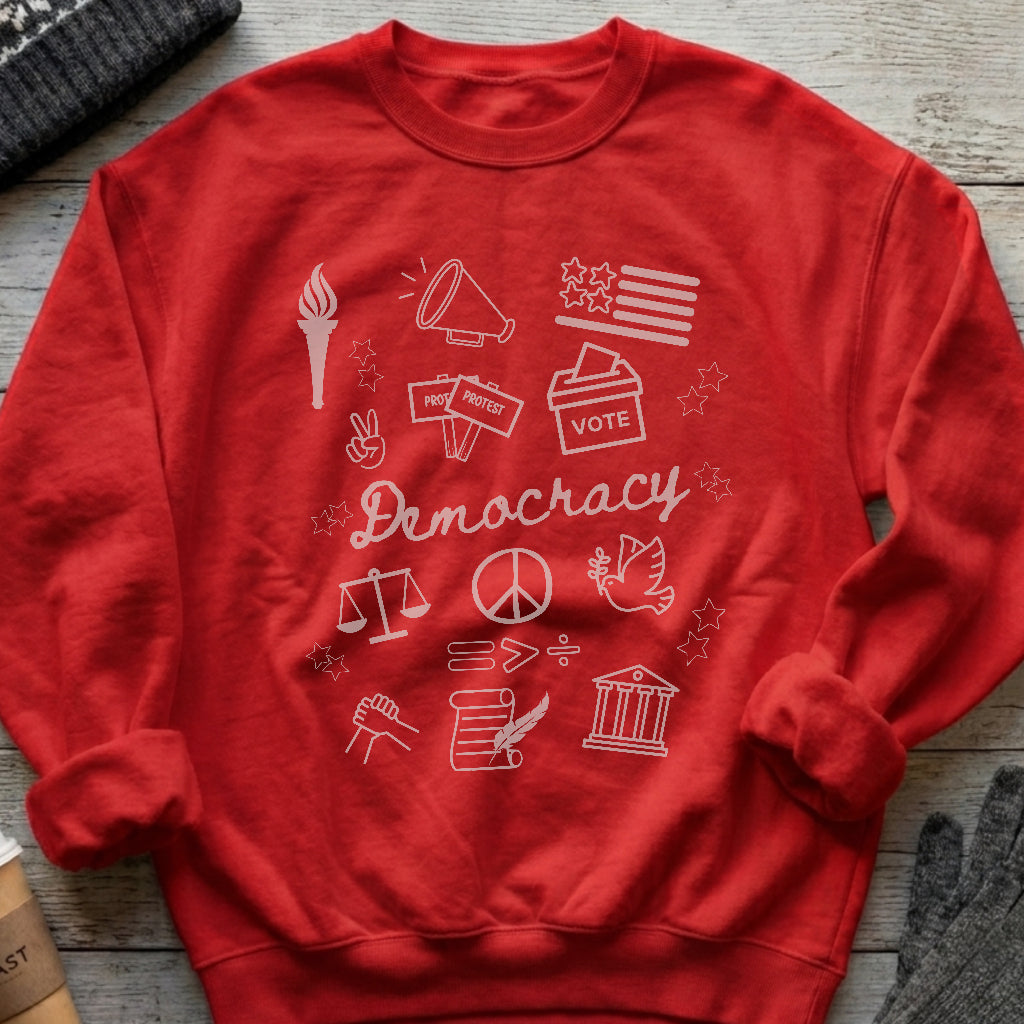 Democracy Bootleg Collage Sweatshirt - Political Protest Activist Crewneck