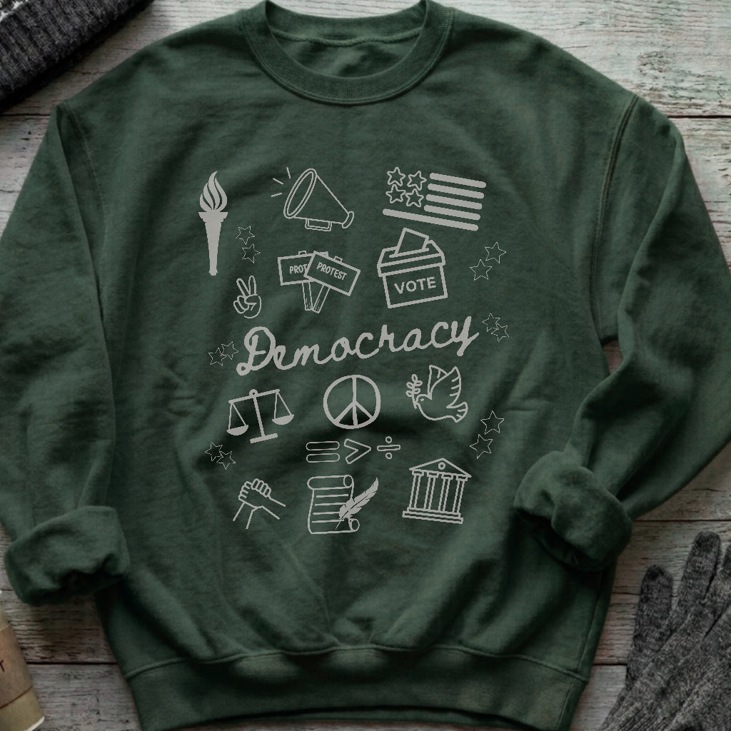 Democracy Bootleg Collage Sweatshirt - Political Protest Activist Crewneck