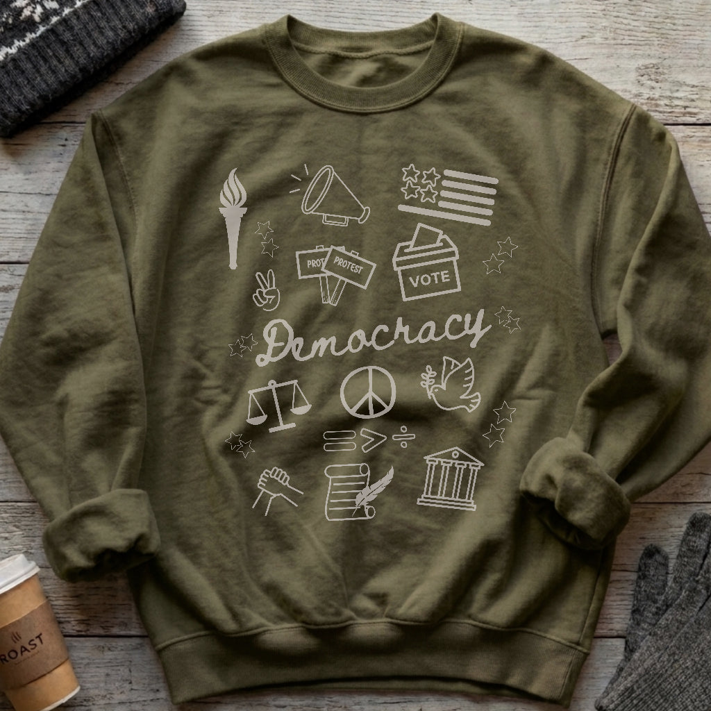 Democracy Bootleg Collage Sweatshirt - Political Protest Activist Crewneck