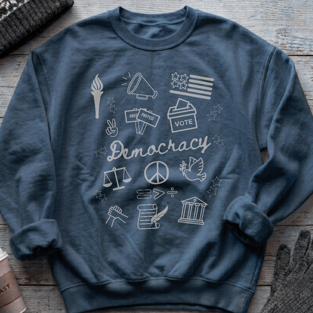 Democracy Bootleg Collage Sweatshirt - Political Protest Activist Crewneck