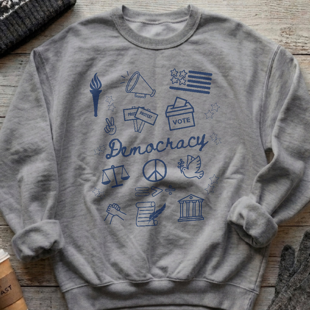 Democracy Bootleg Collage Sweatshirt - Political Protest Activist Crewneck