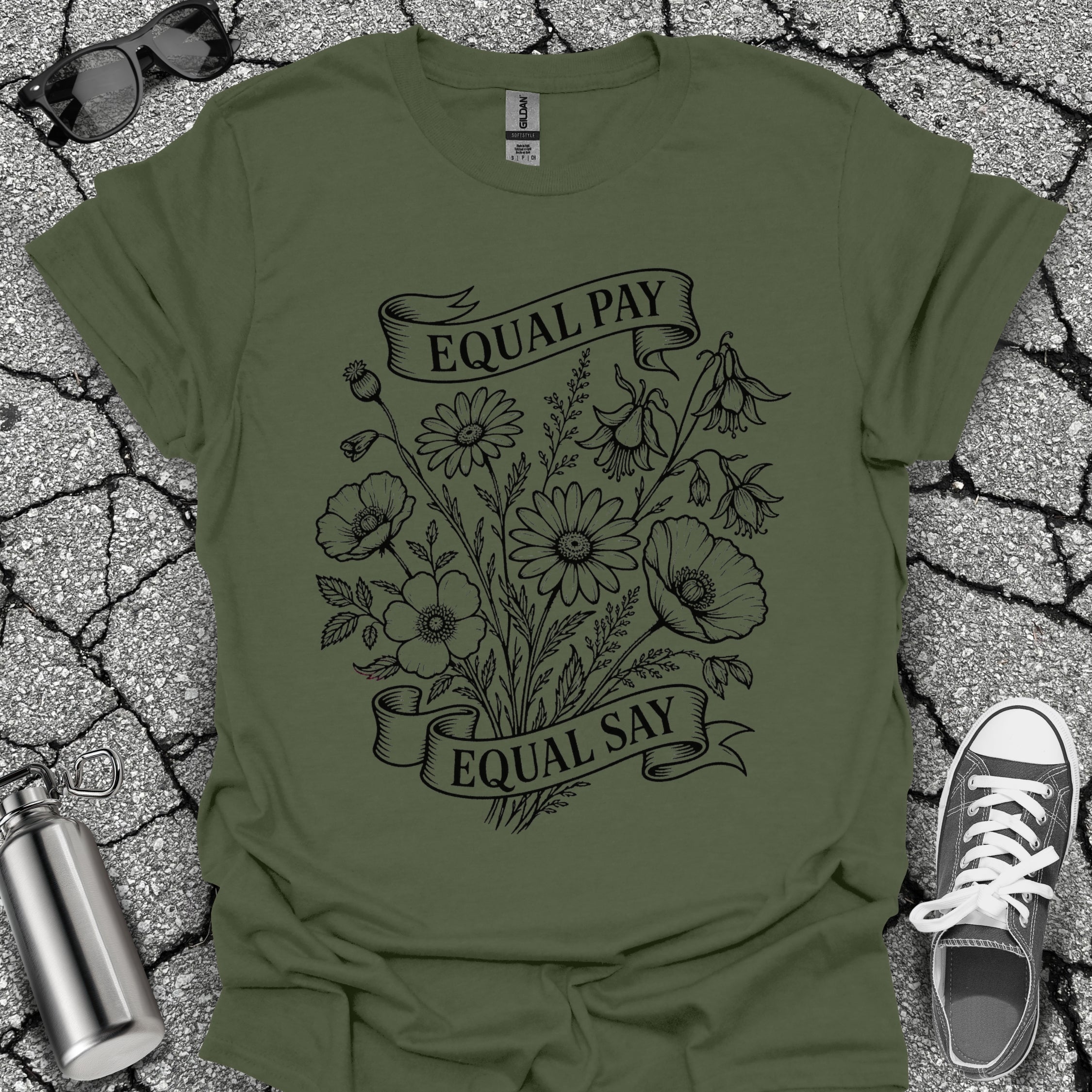 Equal Pay Say Feminist Wildflower Tshirt
