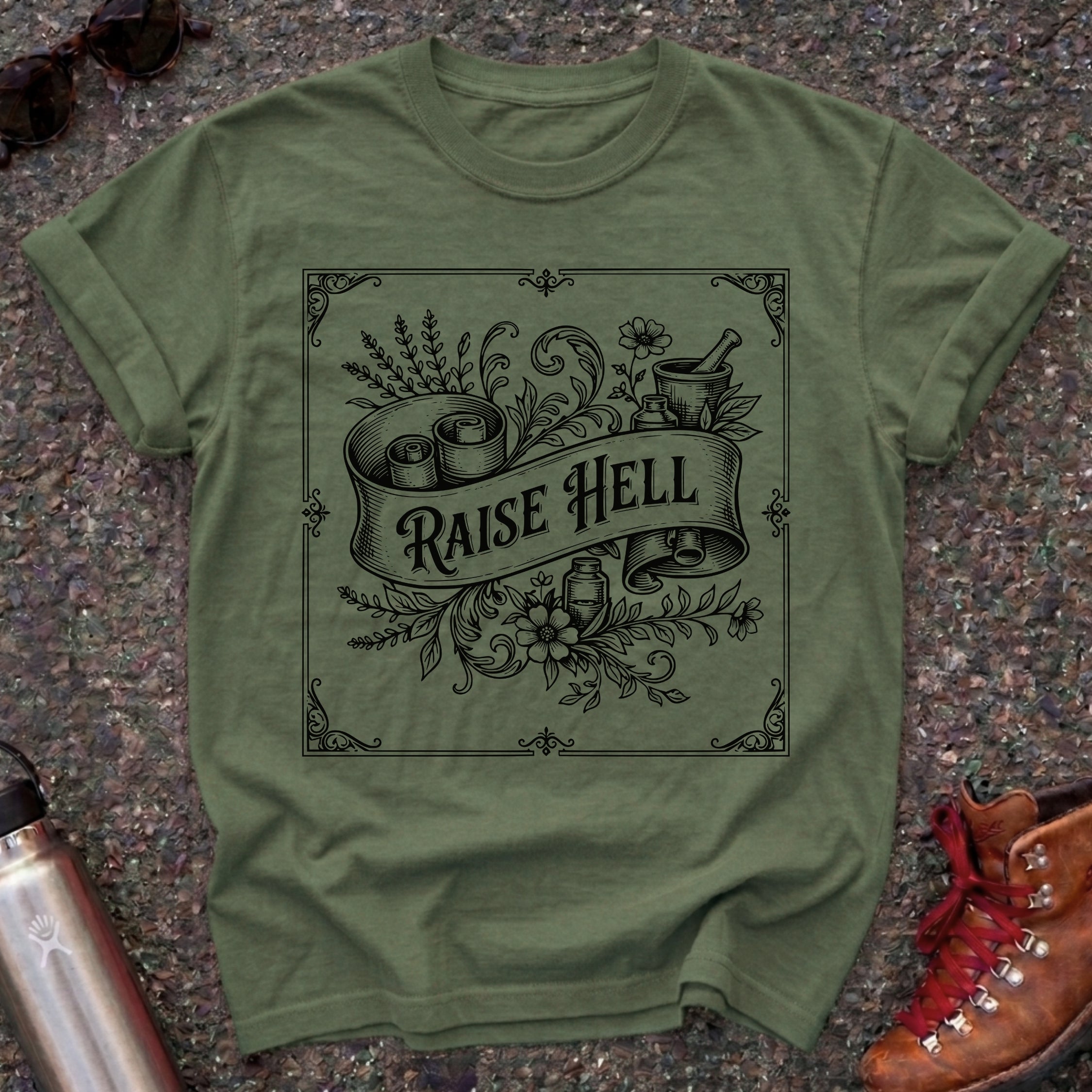 Vintage Apothecary Raise Hell Feminist T Shirt