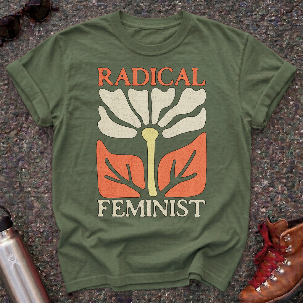 Radical Feminist Retro Floral Tshirt