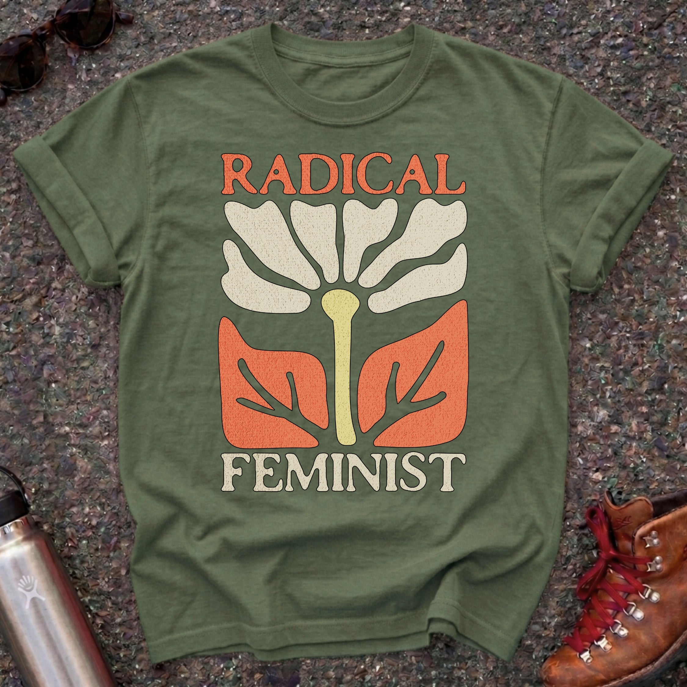 Radical Feminist Retro Floral Tshirt