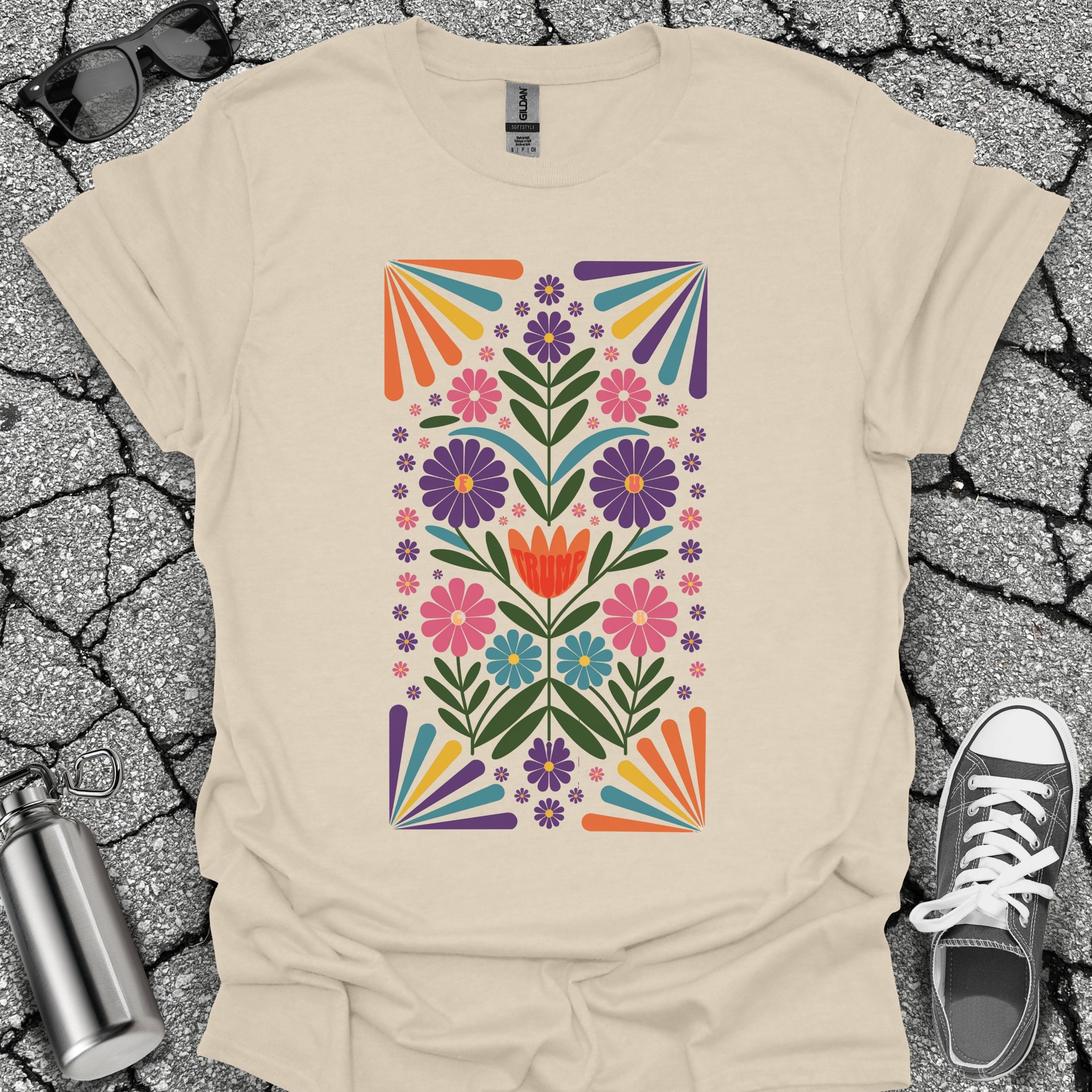 Subtle Folk Art Anti Trump Flower Shirt