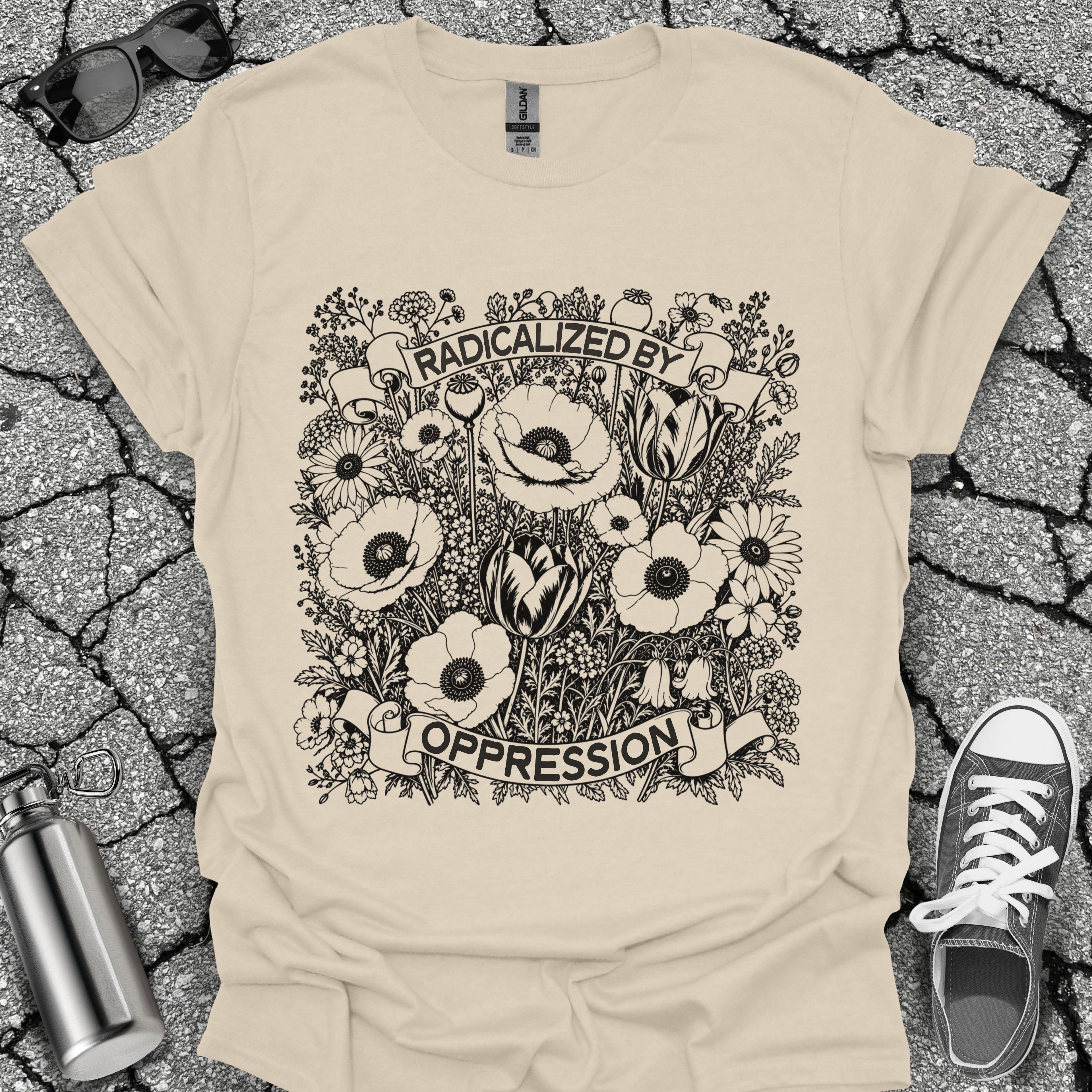 Radicalized by Oppression Floral Graphic Tee
