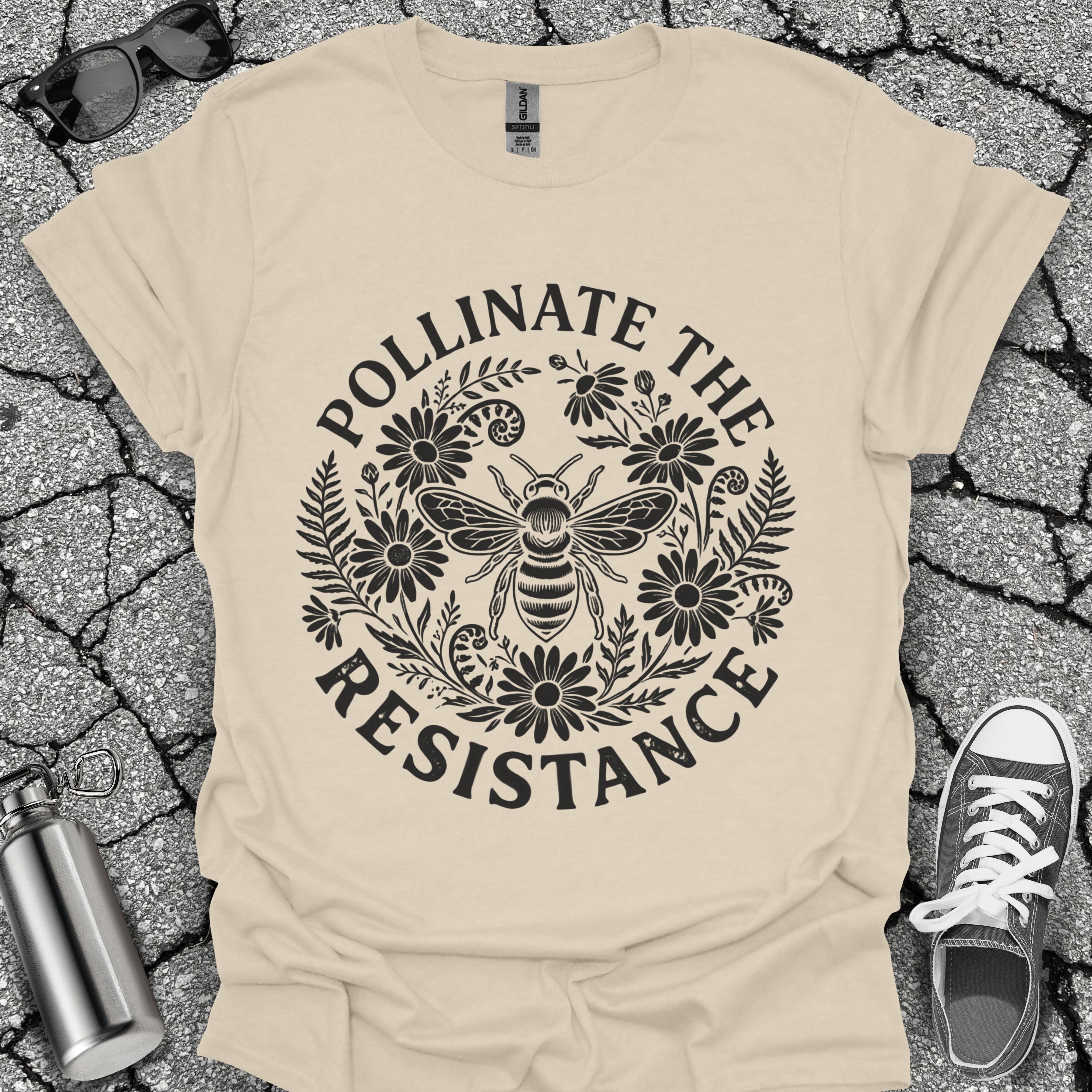 Pollinate The Resistance Bee & Wildflower Graphic T-Shirt