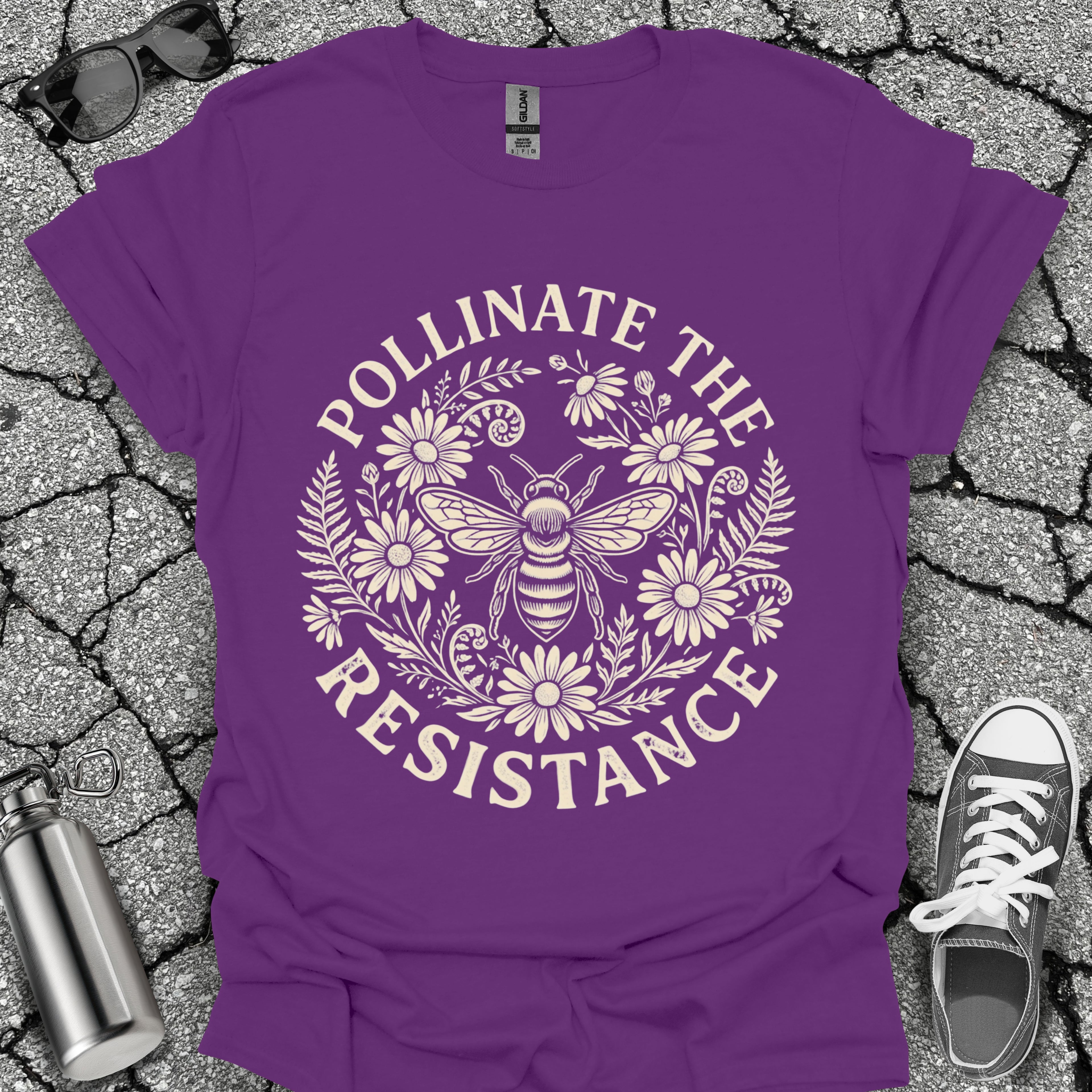 Pollinate The Resistance Bee & Wildflower Graphic T-Shirt