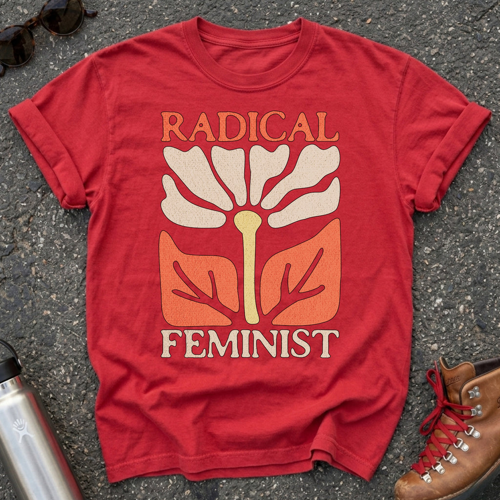 Radical Feminist Retro Floral Tshirt