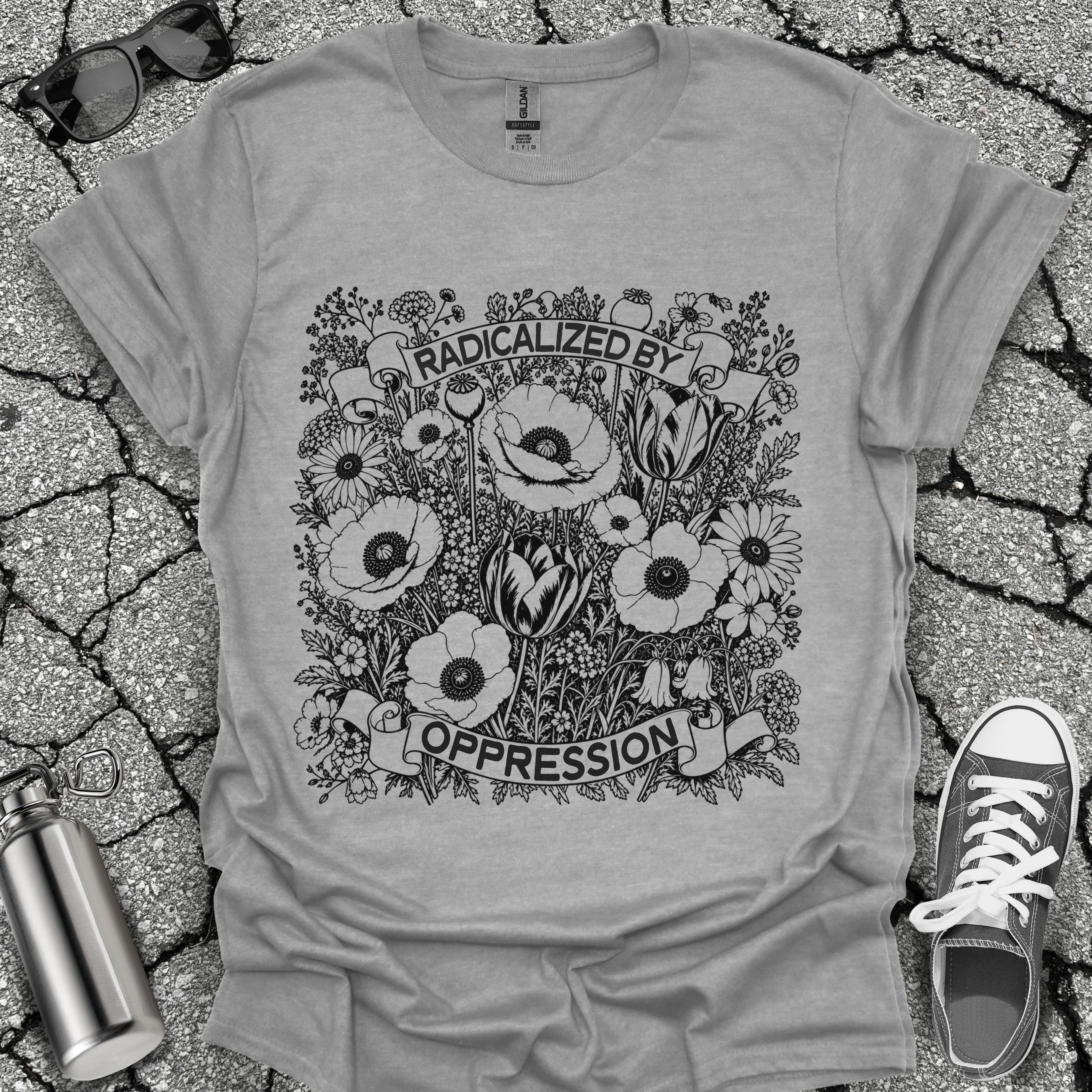 Radicalized by Oppression Floral Graphic Tee