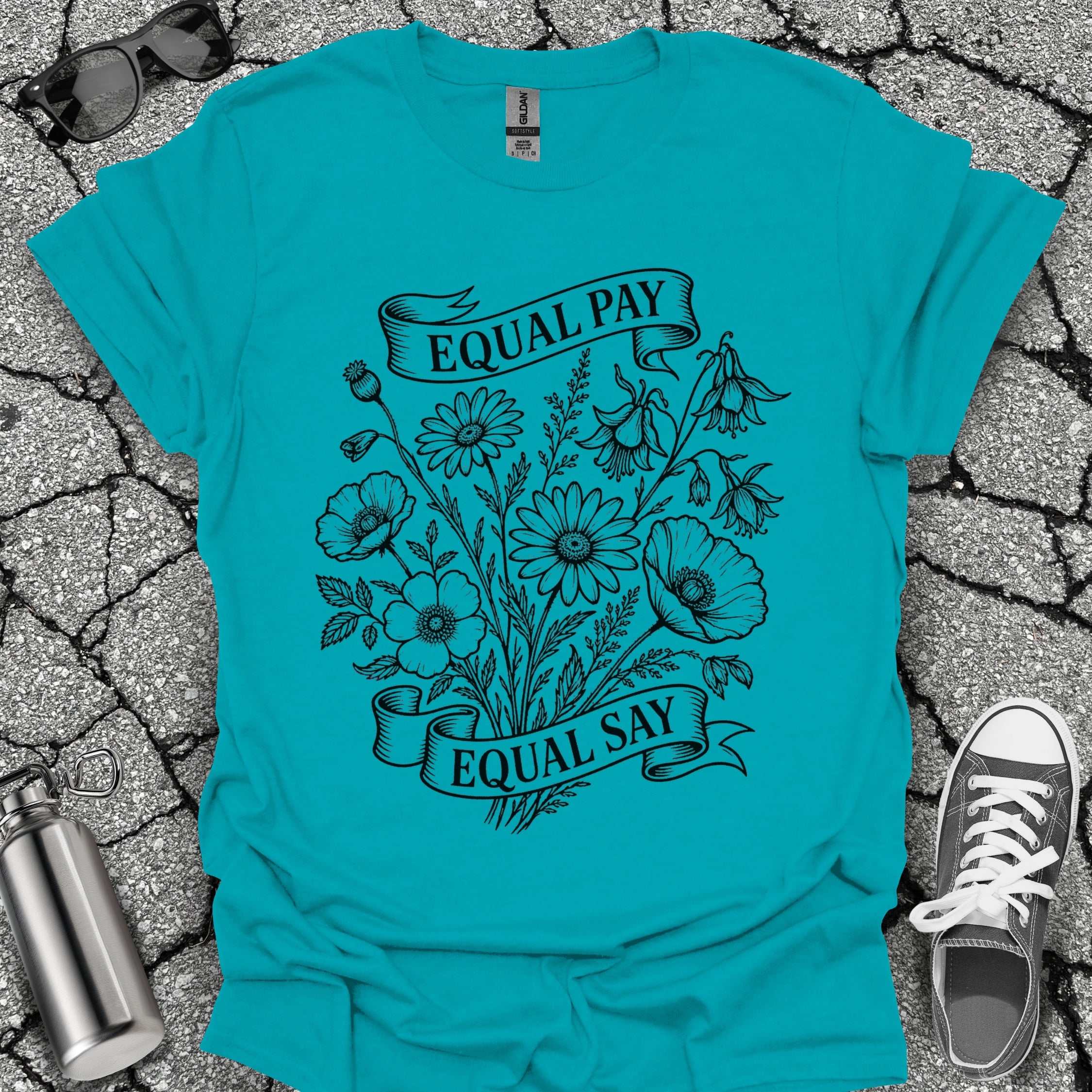 Equal Pay Say Feminist Wildflower Tshirt