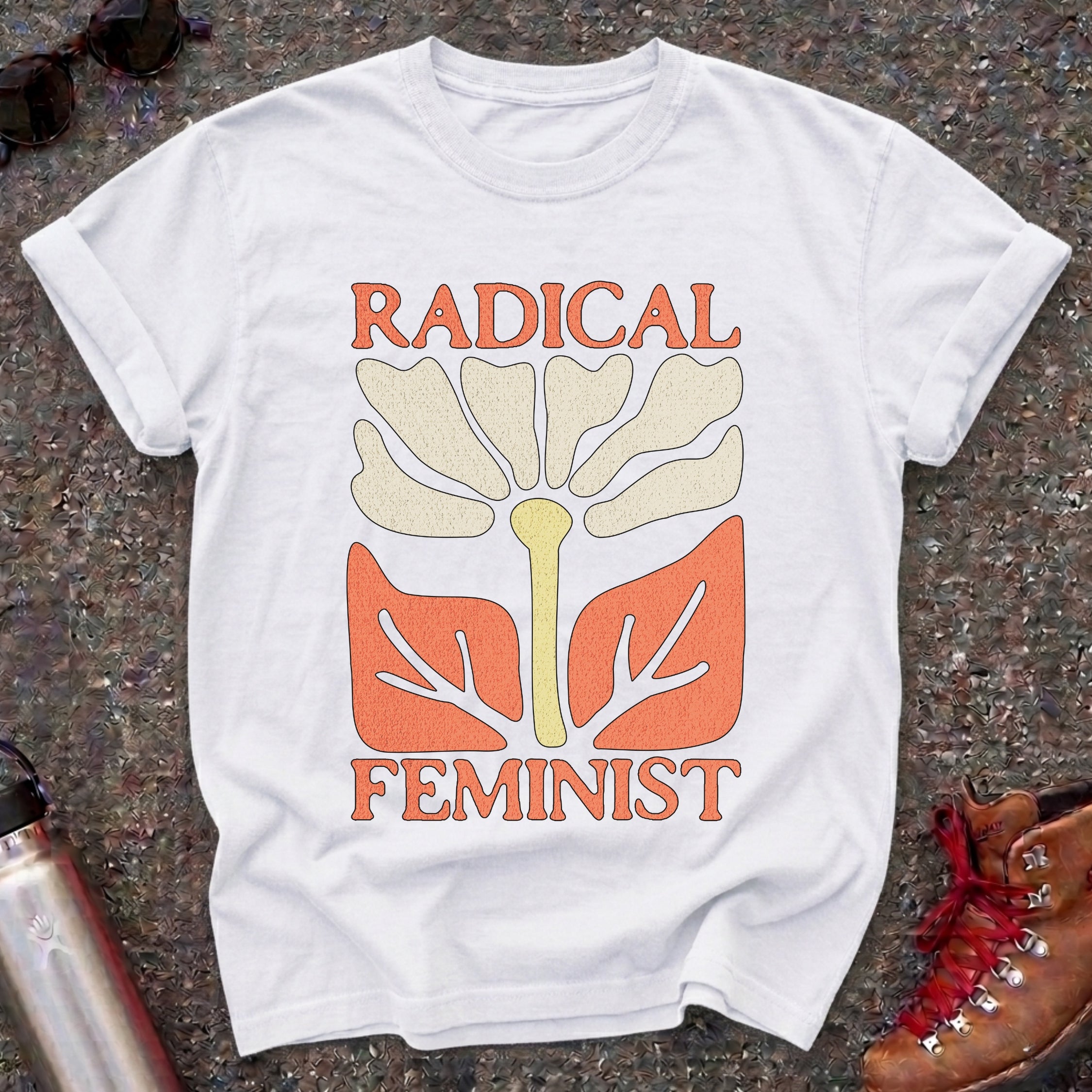 Radical Feminist Retro Floral Tshirt
