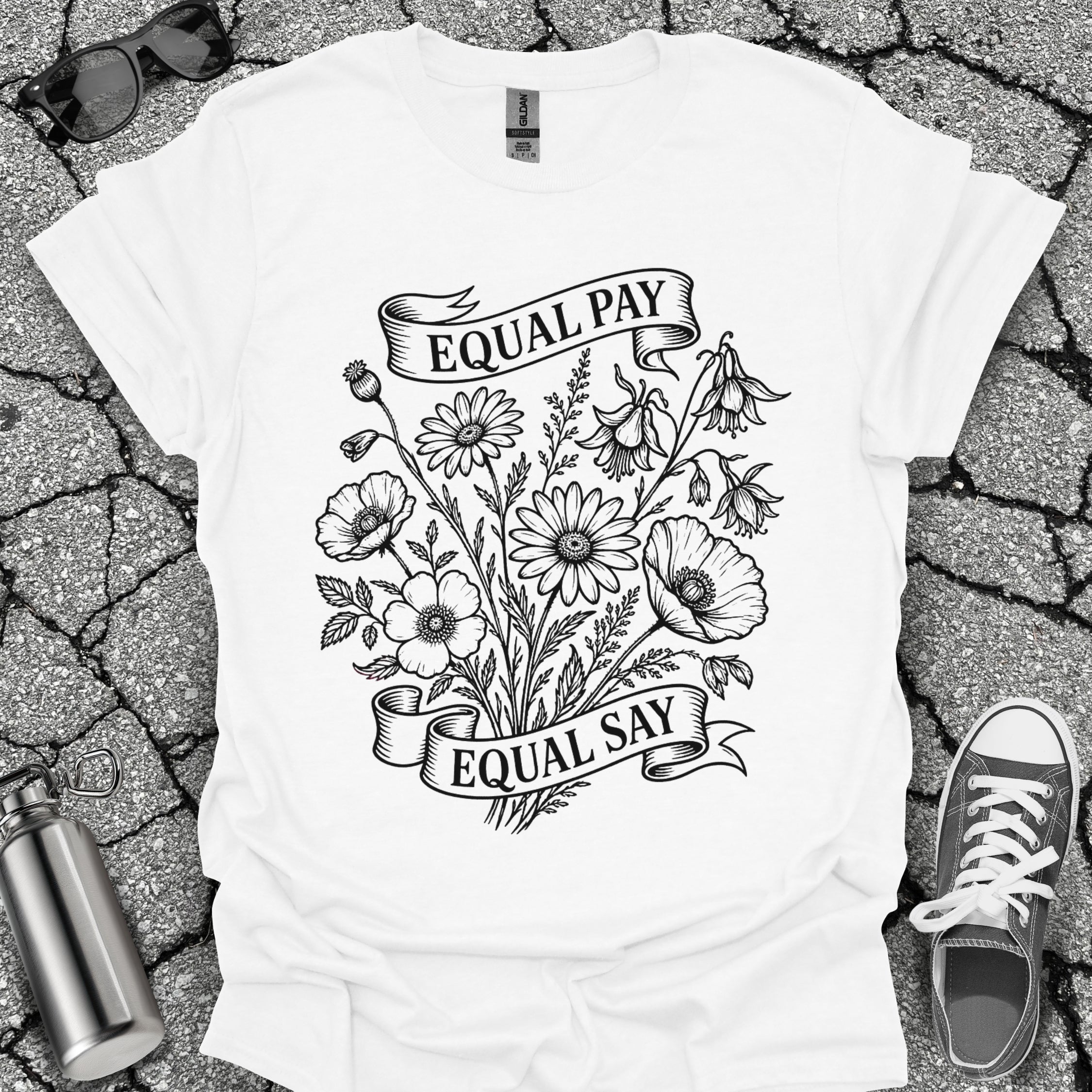 Equal Pay Say Feminist Wildflower Tshirt