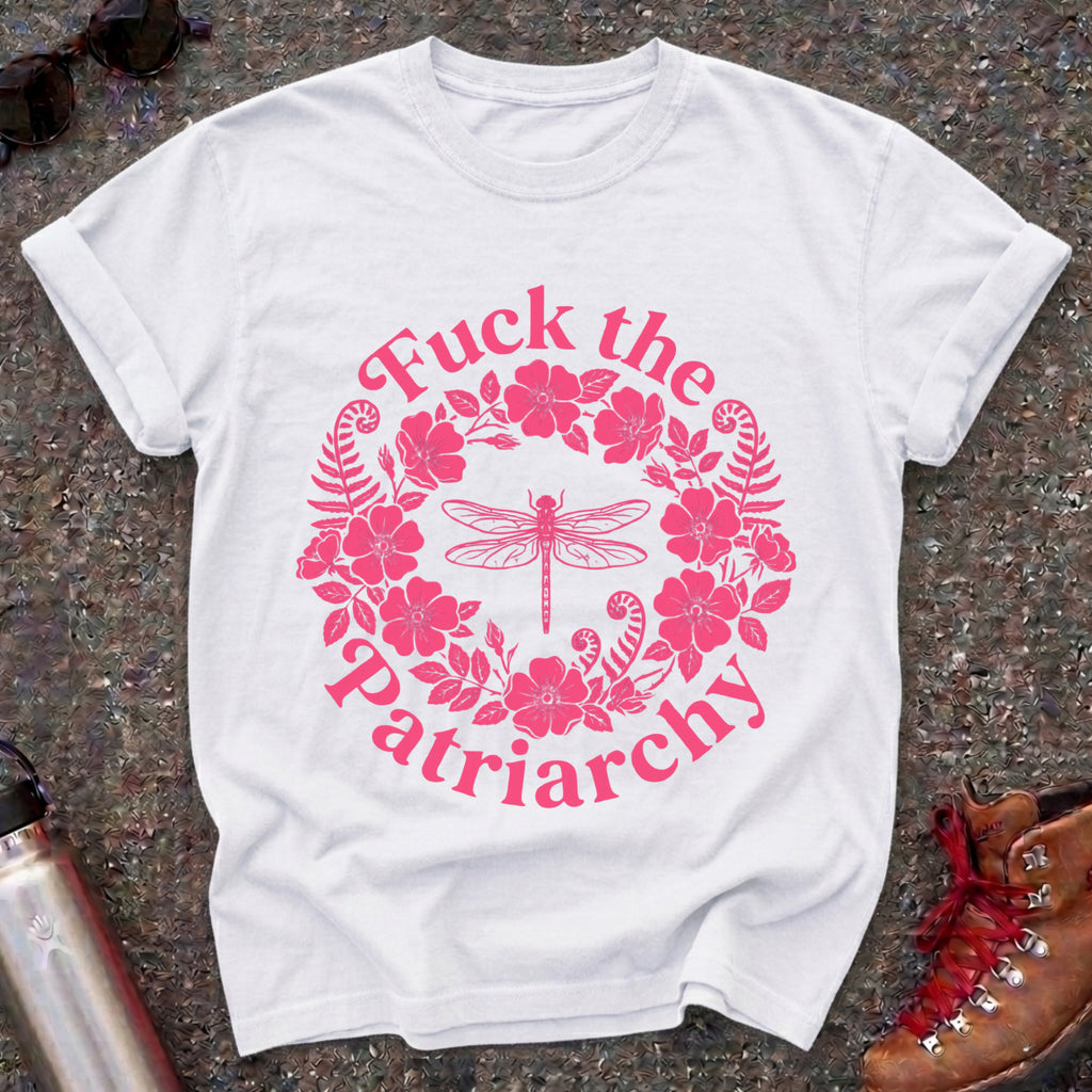 Fuck the Patriarchy Dragonfly Floral Tshirt