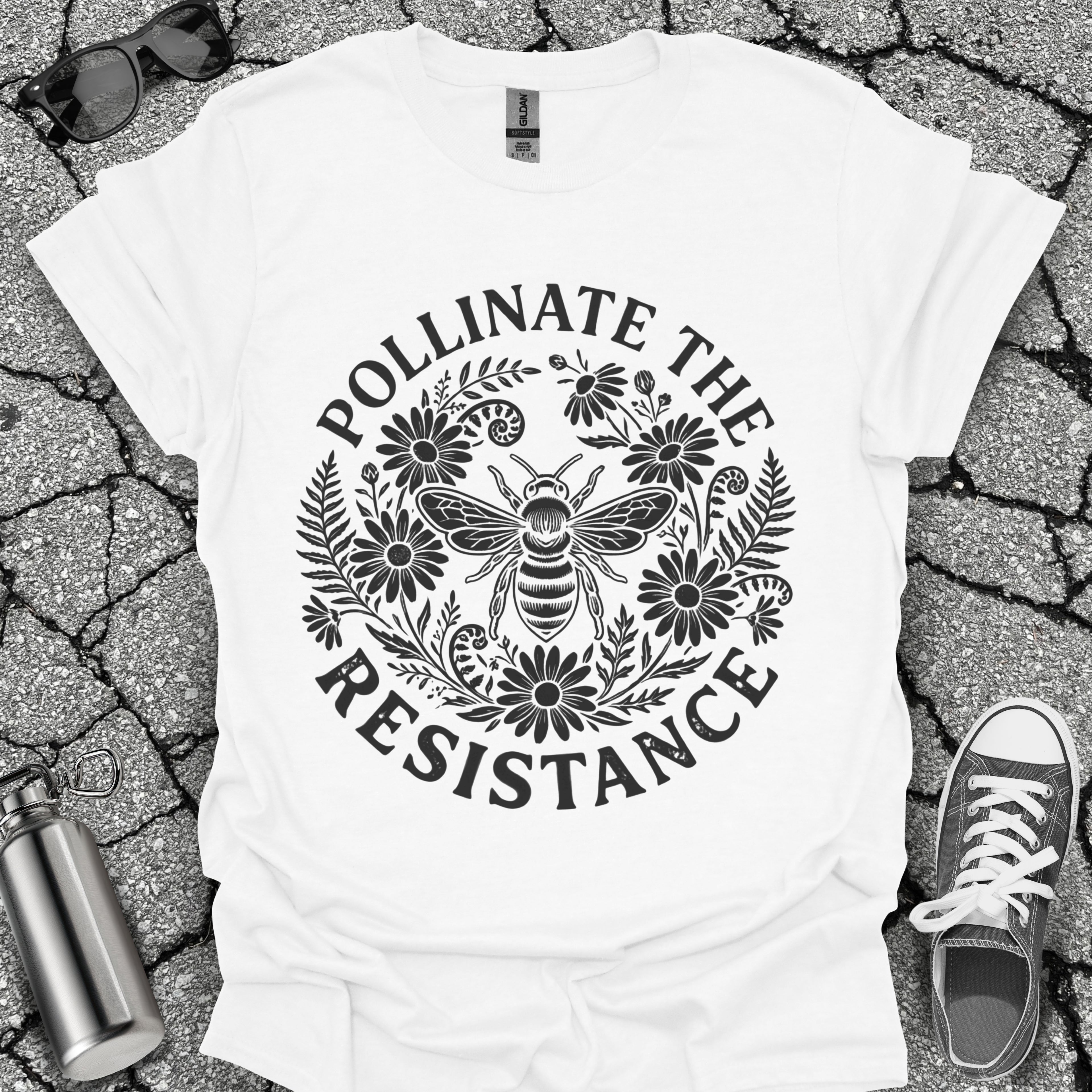 Pollinate The Resistance Bee & Wildflower Graphic T-Shirt