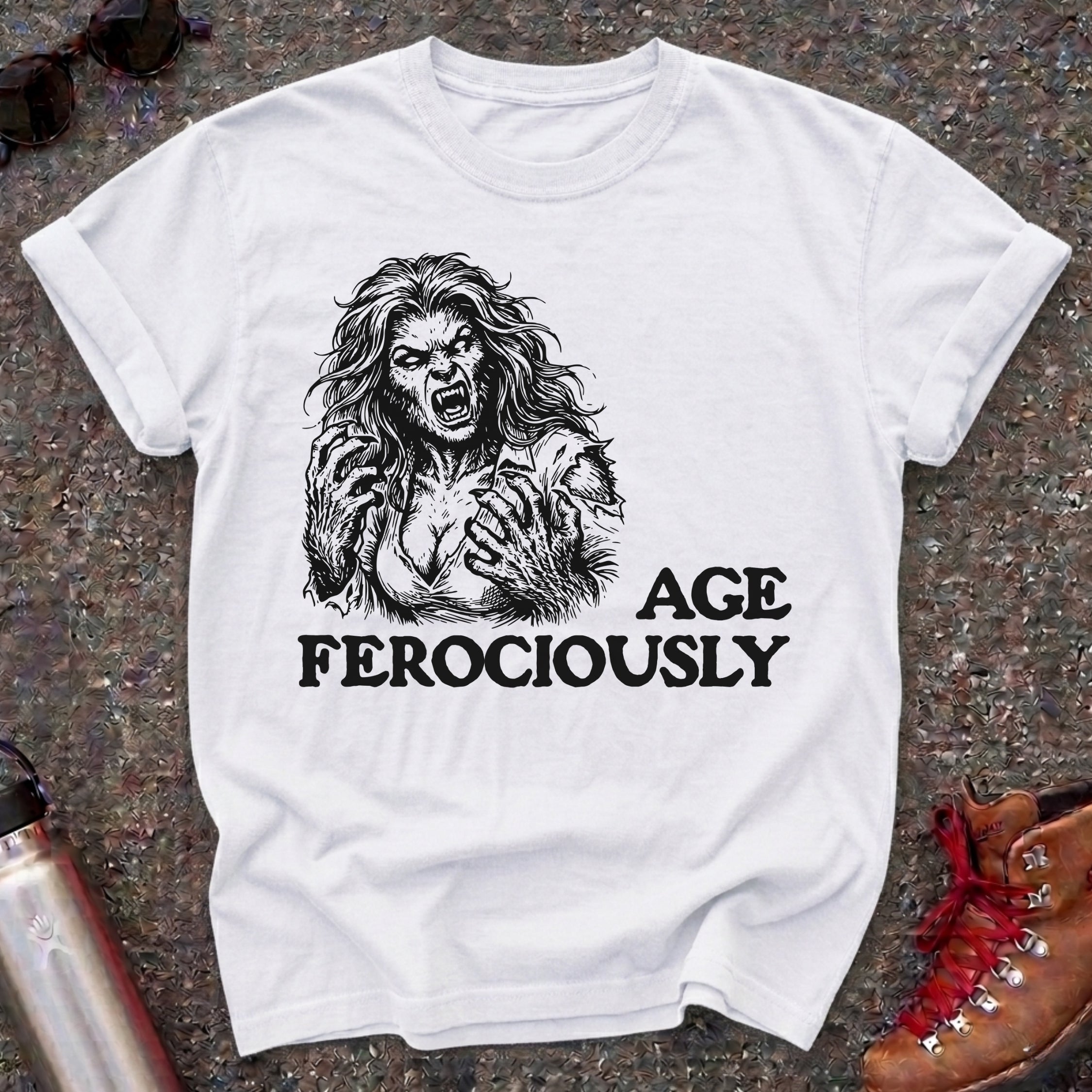Funny Werewolf Menopause Feminist Tshirt