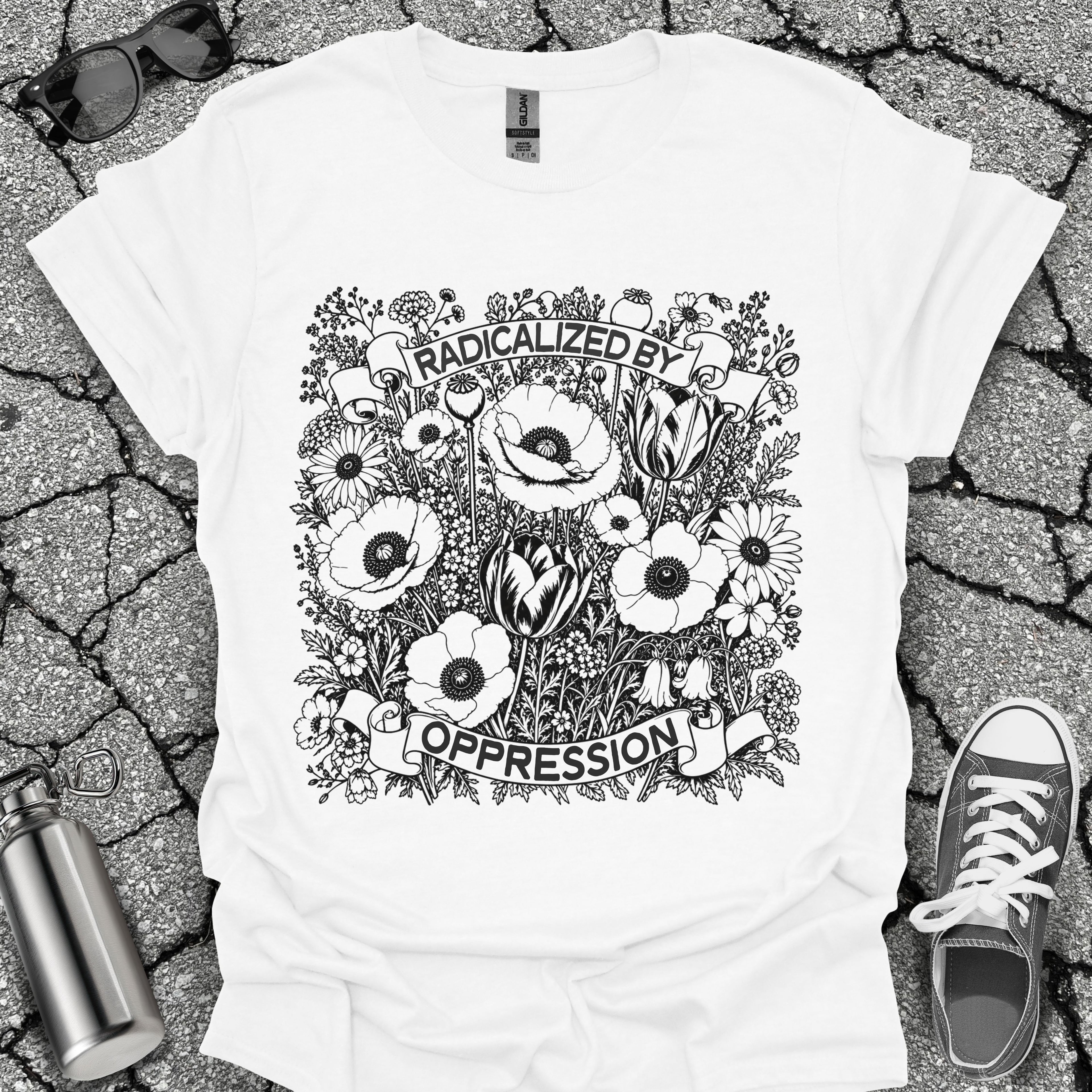 Radicalized by Oppression Floral Graphic Tee
