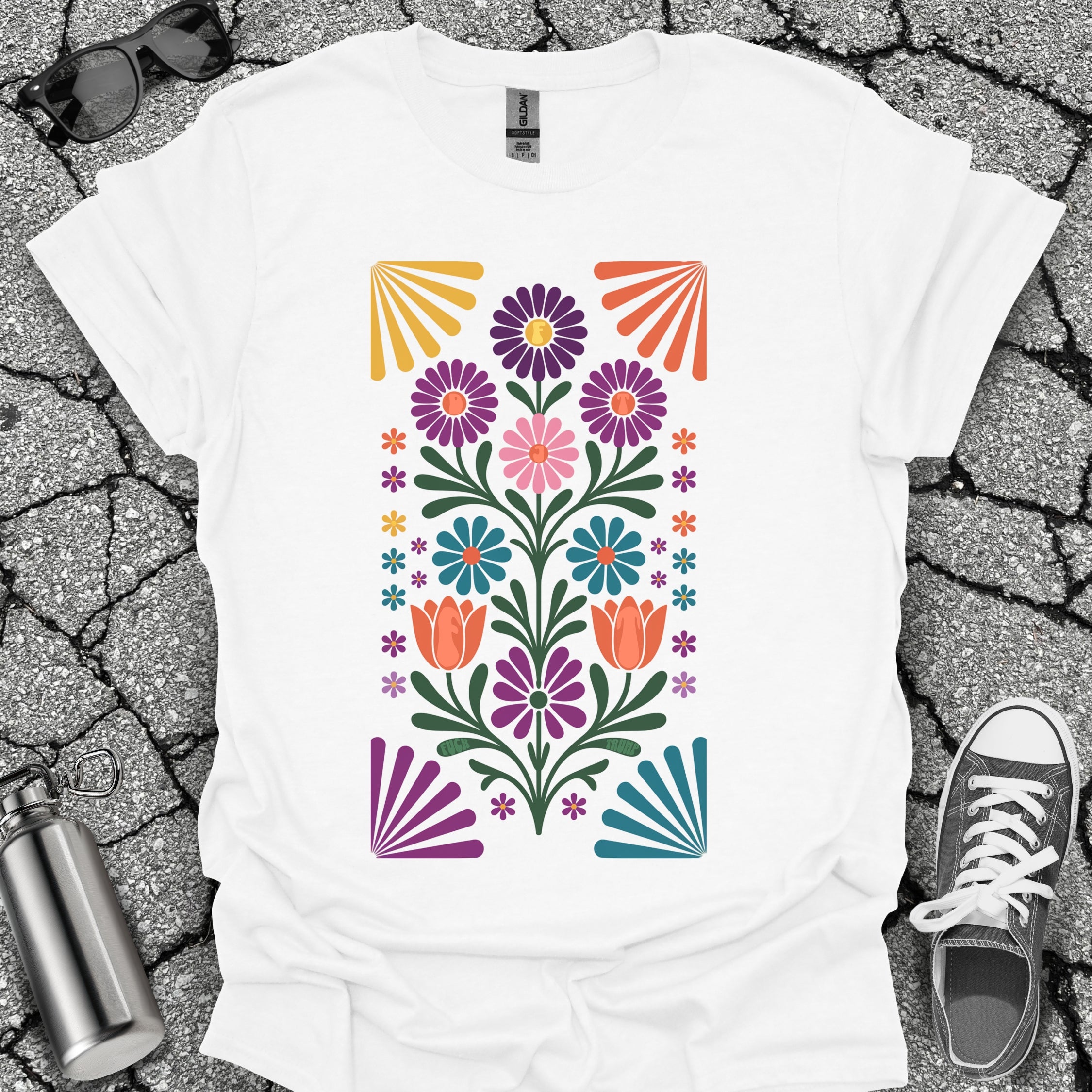 Subtle Folk Art Fuck Trump Floral Shirt
