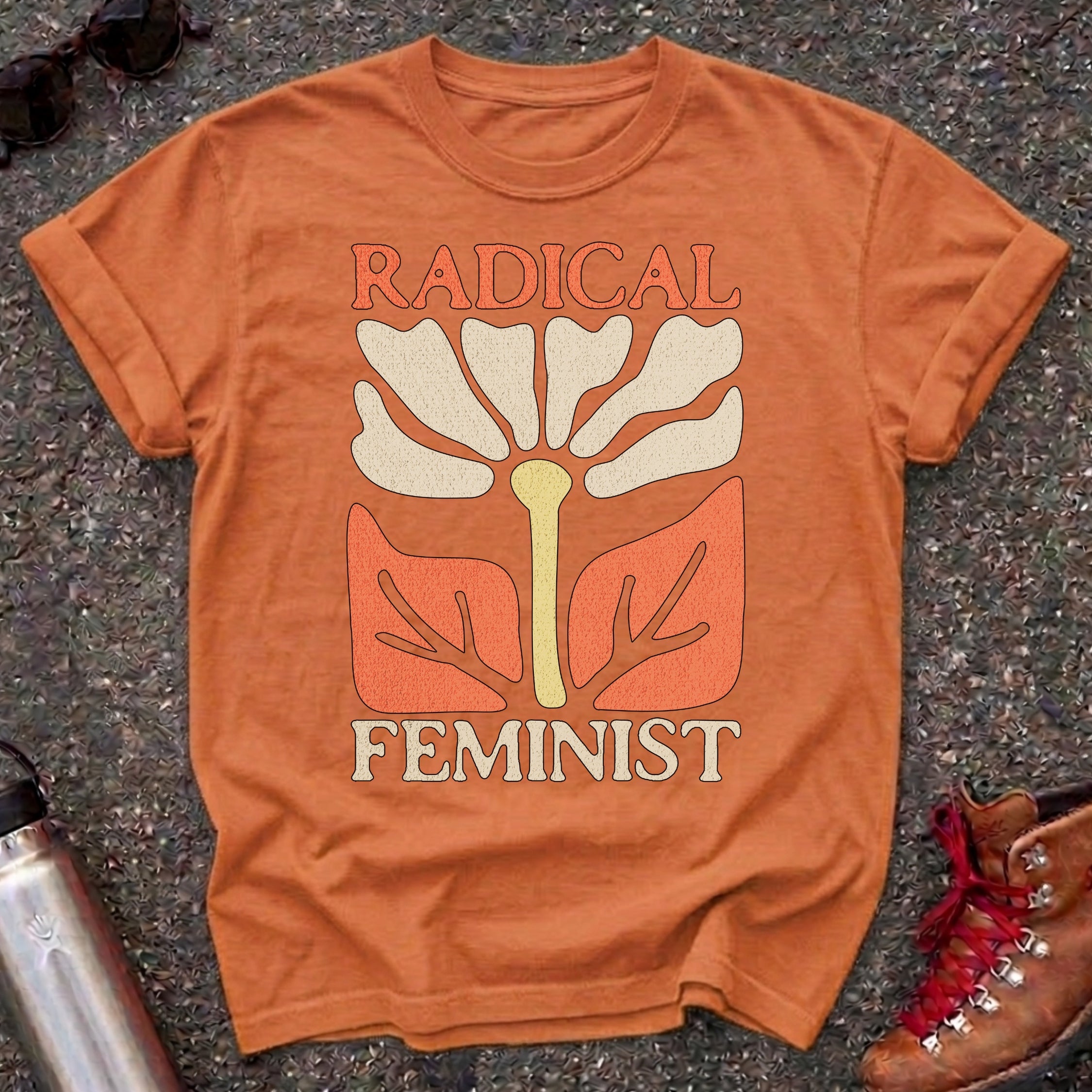 Radical Feminist Retro Floral Tshirt